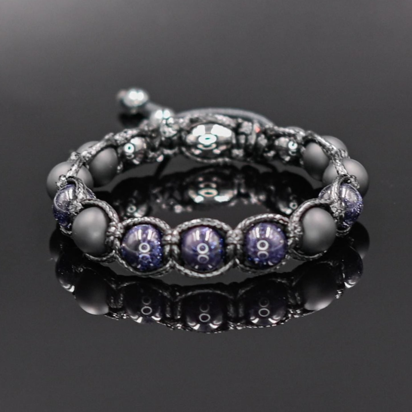 Men's Blue Sandstone Bracelet Beaded Bracelet Stone Bracelet Onyx Bracelet Gift for Men Macrame Bracelet Bead Bracelet Gift for Father- Shamballa Bracelet - Mantra Bracelet - Birthstone Bracelet - Gemstone Bracelet Men - Chakra Bracelet - Macrame Bracelet - Healing Bracelet - Valinde