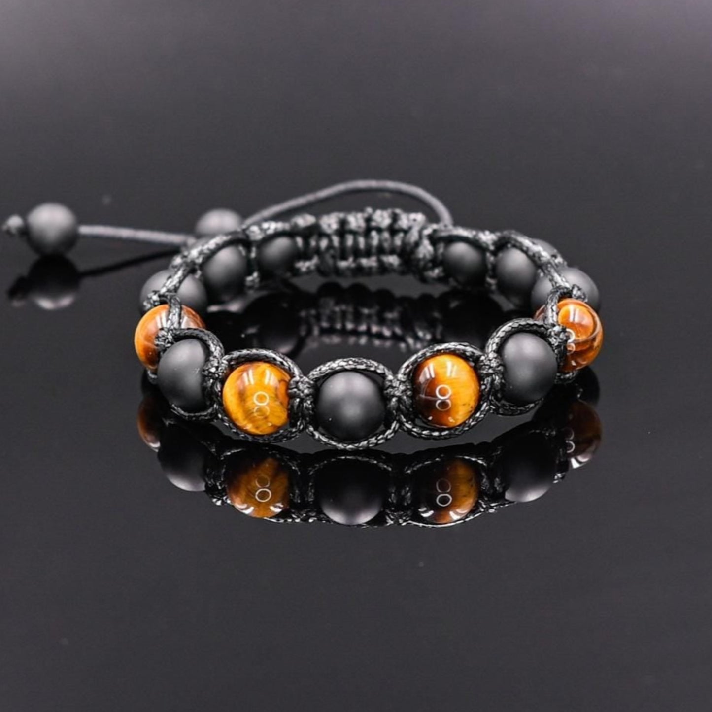 Men's Black Bracelet Gemstone Bracelet Tiger's eye Onyx Bracelet Beaded Bracelet Gift for Men Stone Macrame Bracelet Adjustable Bracelet - Shamballa Bracelet - Mantra Bracelet - Birthstone Bracelet - Gemstone Bracelet Men - Chakra Bracelet - Macrame Bracelet - Healing Bracelet - Valinde