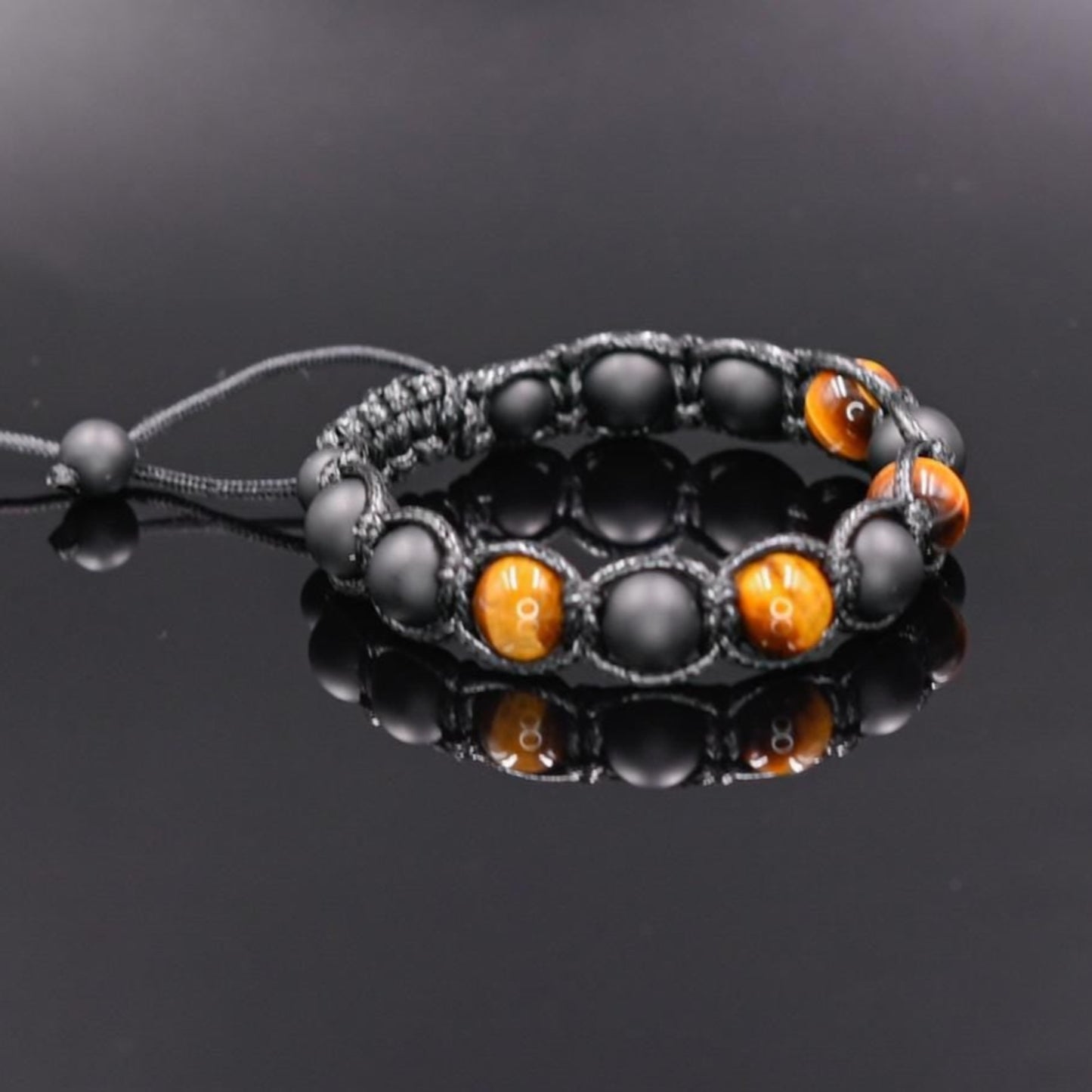 Men's Black Bracelet Gemstone Bracelet Tiger's eye Onyx Bracelet Beaded Bracelet Gift for Men Stone Macrame Bracelet Adjustable Bracelet - Shamballa Bracelet - Mantra Bracelet - Birthstone Bracelet - Gemstone Bracelet Men - Chakra Bracelet - Macrame Bracelet - Healing Bracelet - Valinde