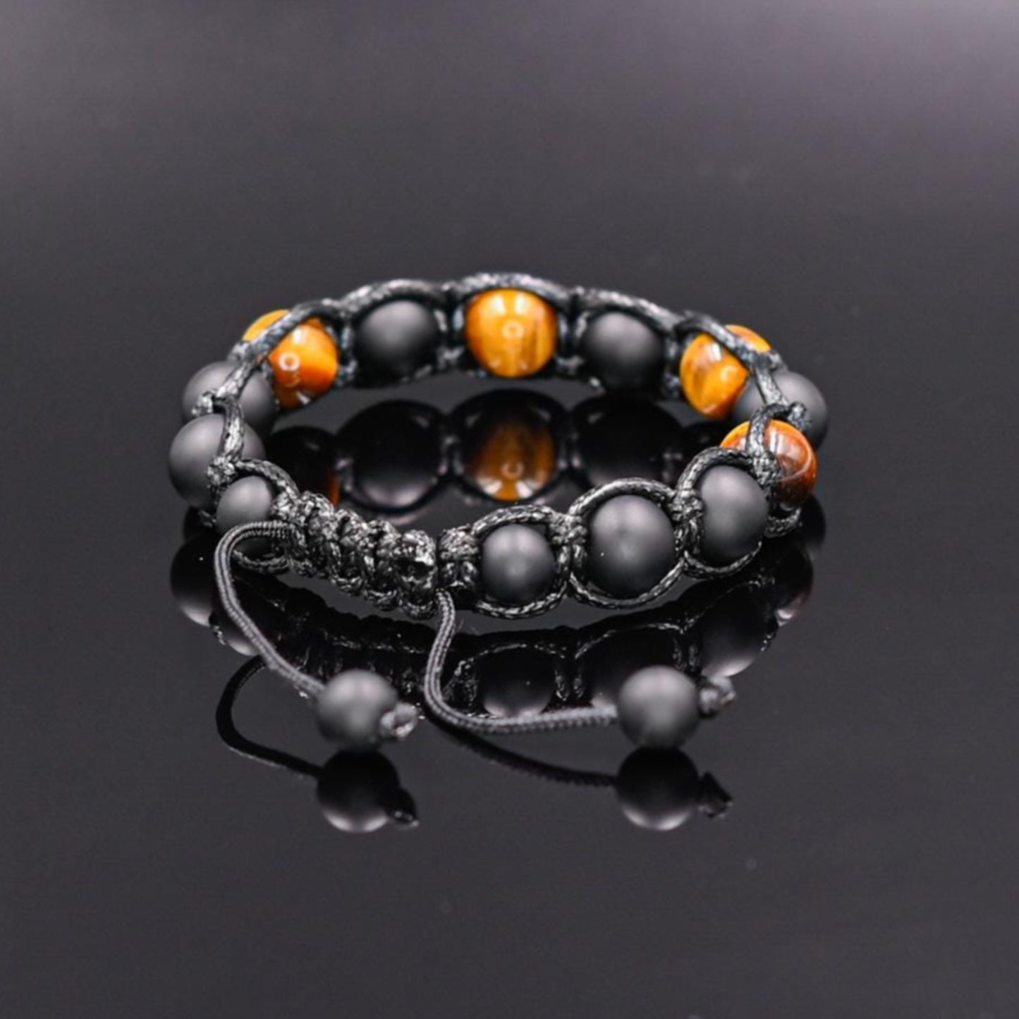 Men's Black Bracelet Gemstone Bracelet Tiger's eye Onyx Bracelet Beaded Bracelet Gift for Men Stone Macrame Bracelet Adjustable Bracelet - Shamballa Bracelet - Mantra Bracelet - Birthstone Bracelet - Gemstone Bracelet Men - Chakra Bracelet - Macrame Bracelet - Healing Bracelet - Valinde