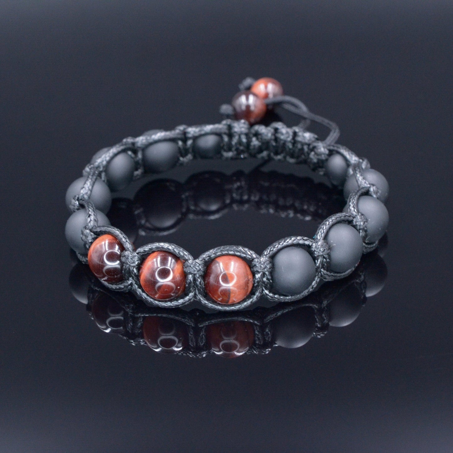 Men's Red Tiger's Eye Bracelet Black Onyx Bracelet Adjustable Macrame Bracelet Braided Bracelet Gift for Men Tiger Eye Stone Bracelet   - Shamballa Bracelet - Mantra Bracelet  -  Birthstone Bracelet - Gemstone Bracelet Men - Chakra Bracelet - Macrame Bracelet - Healing Bracelet - Valinde