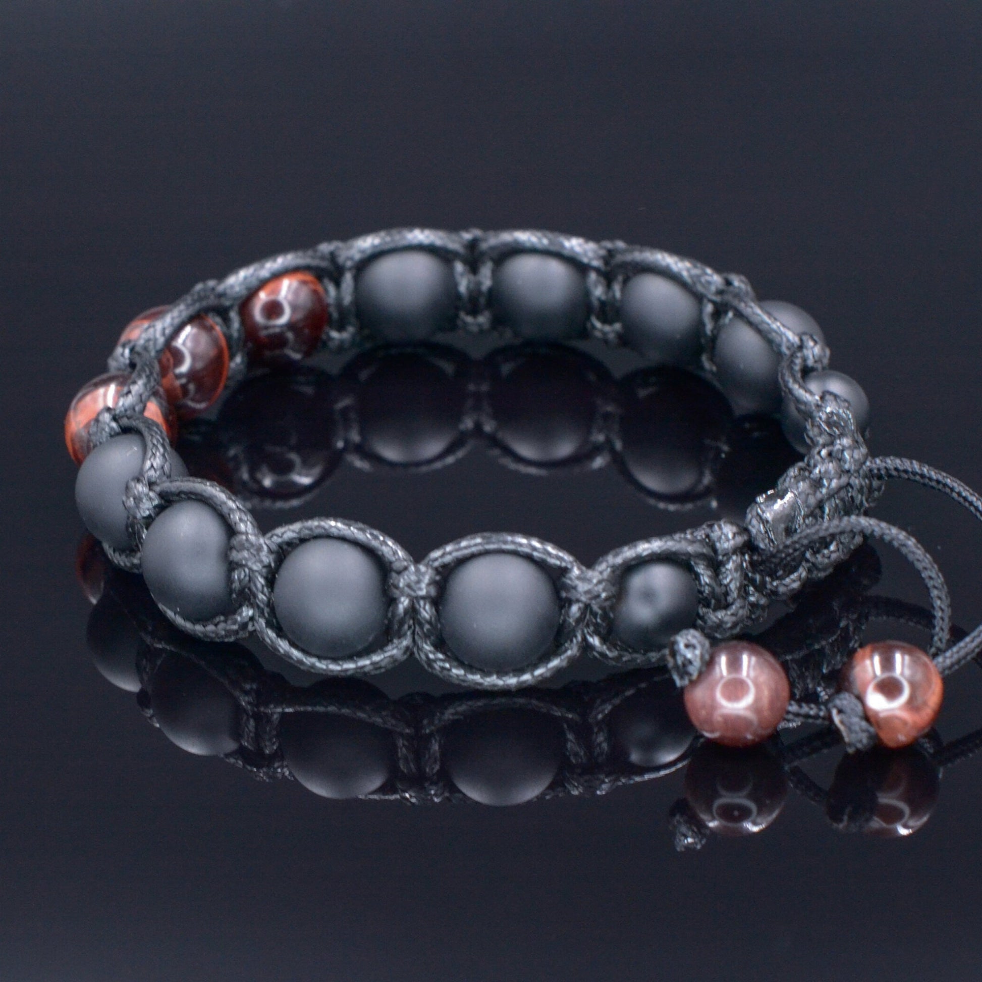 Men's Red Tiger's Eye Bracelet Black Onyx Bracelet Adjustable Macrame Bracelet Braided Bracelet Gift for Men Tiger Eye Stone Bracelet   - Shamballa Bracelet - Mantra Bracelet  -  Birthstone Bracelet - Gemstone Bracelet Men - Chakra Bracelet - Macrame Bracelet - Healing Bracelet - Valinde