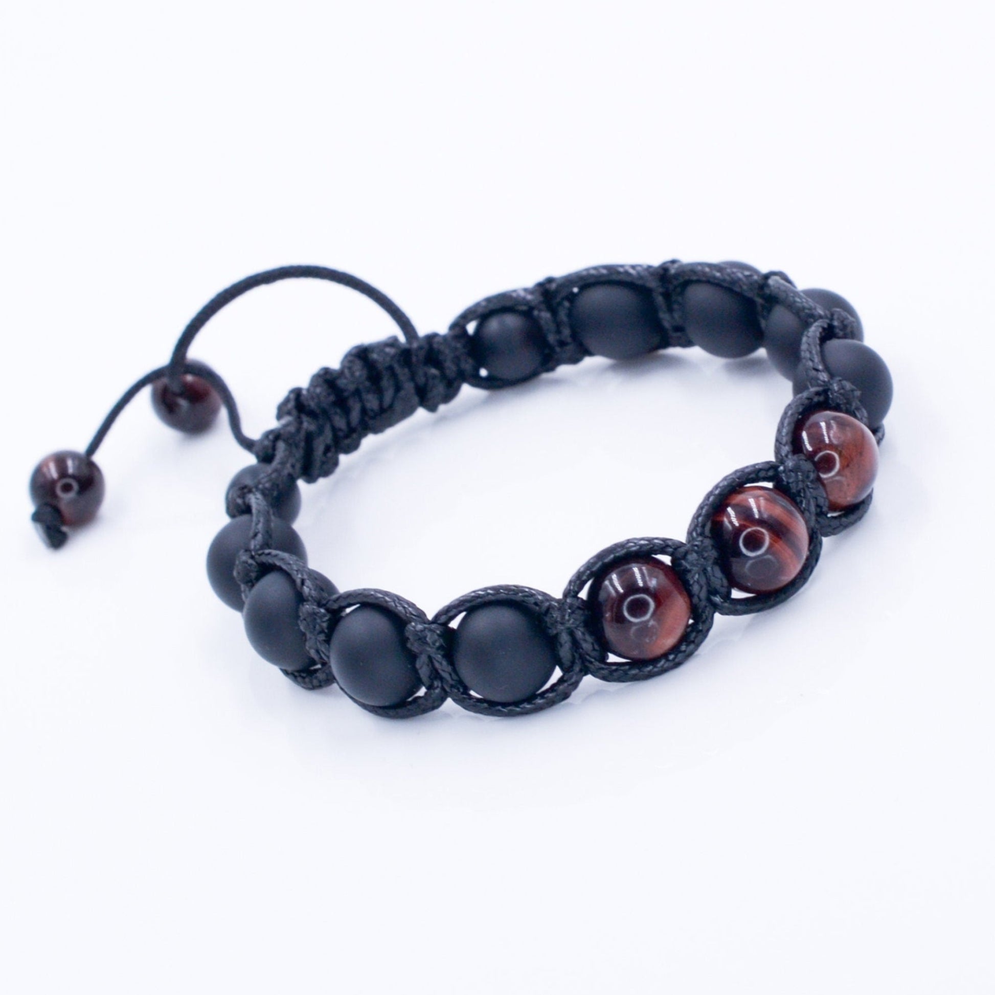 Men's Red Tiger's Eye Bracelet Black Onyx Bracelet Adjustable Macrame Bracelet Braided Bracelet Gift for Men Tiger Eye Stone Bracelet   - Shamballa Bracelet - Mantra Bracelet  -  Birthstone Bracelet - Gemstone Bracelet Men - Chakra Bracelet - Macrame Bracelet - Healing Bracelet - Valinde