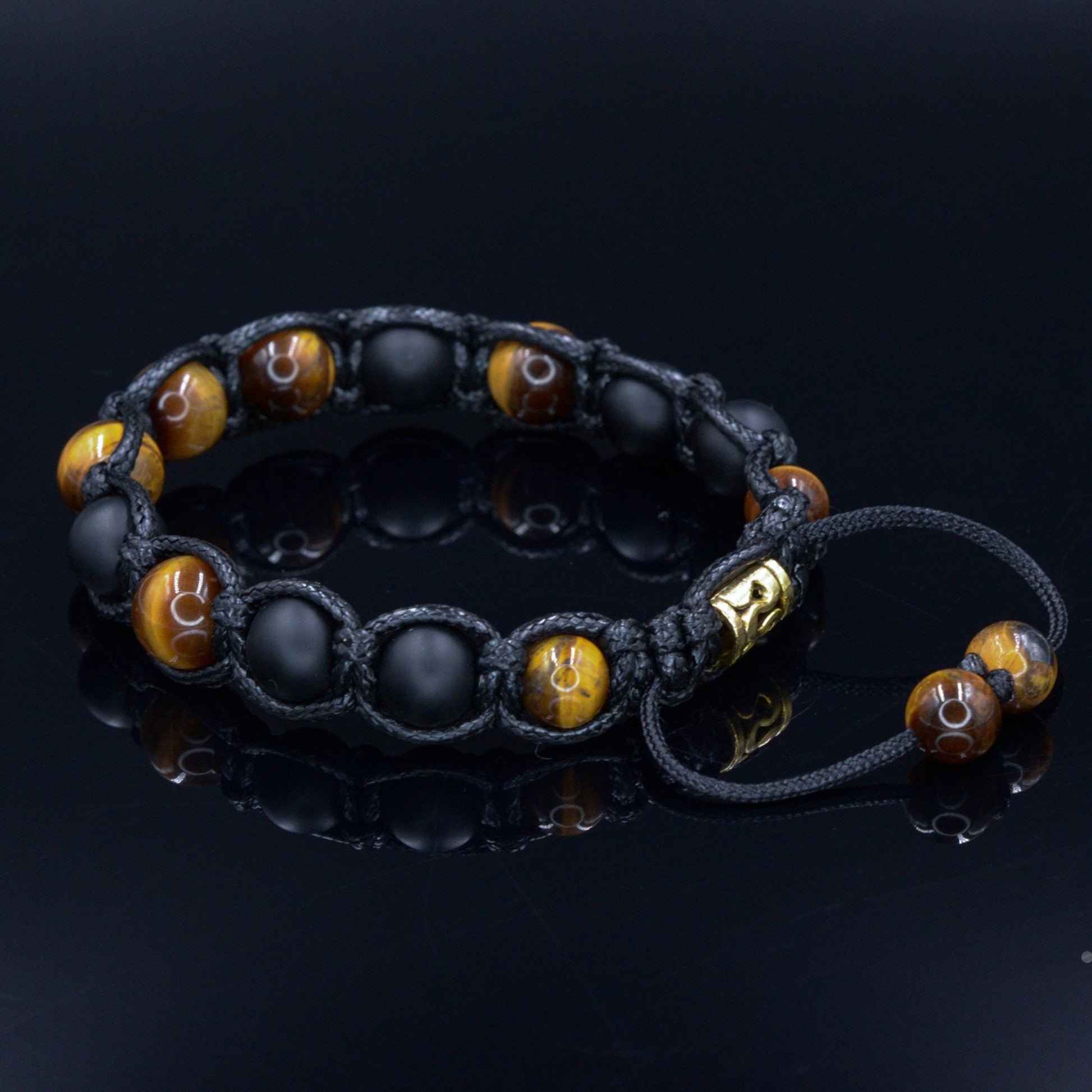 Men's Gemstone Bracelet Tiger's Eye Bracelet Beaded Bracelet Tiger Eye Bracelet Onyx Bracelet Macrame Bracelet Men's Gift Herren Armband - Shamballa Bracelet - Birthstone Bracelet - Gemstone Bracelet Men - Chakra Bracelet