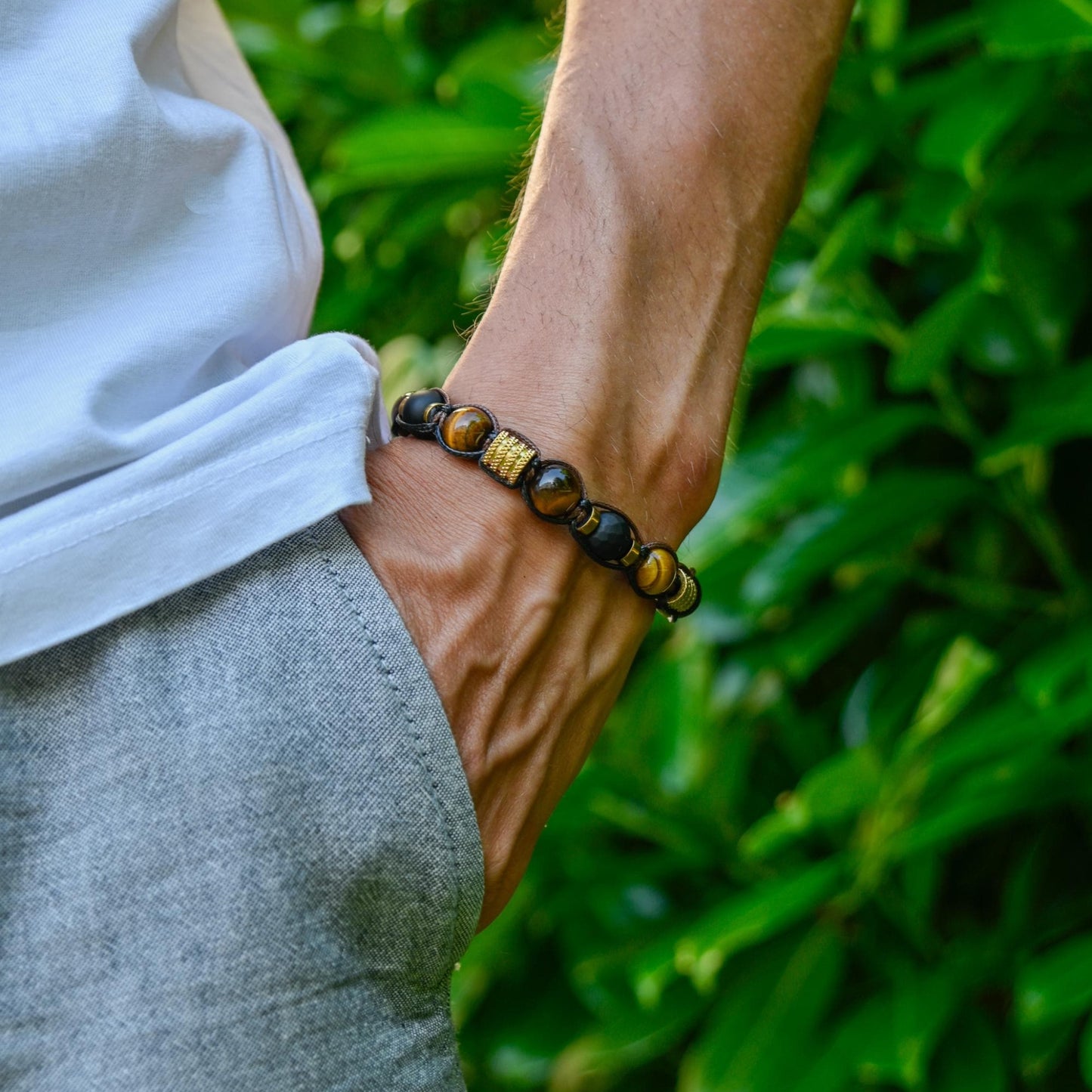 Beaded Bracelet_Men Bracelet_Onyx Tiger's Eye Hematite _Gemstone Bracelet_Handmade Jewelry_Chakra Bracelet_Birthstone Bracelet_Valinde_4