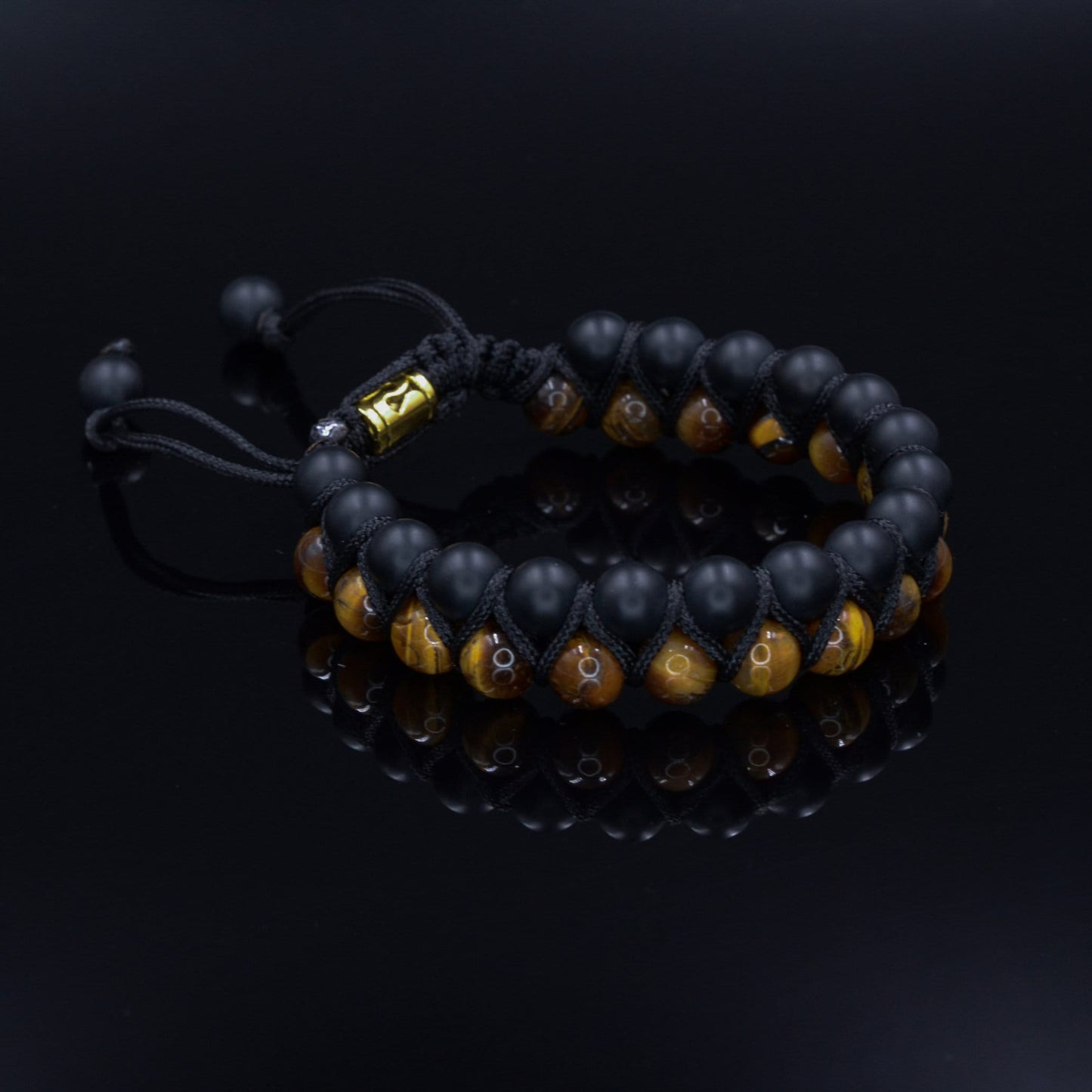 Men's Tiger's Eye Bracelet Double Beaded Bracelet Onyx Bracelet Gemstone Bracelet Gift for Men Adjustable Bracelet Stone Bracelet Macrame - Shamballa Bracelet - Birthstone Bracelet - Gemstone Bracelet Men - Chakra Bracelet - Macrame Bracelet - Healing Bracelet - Valinde
