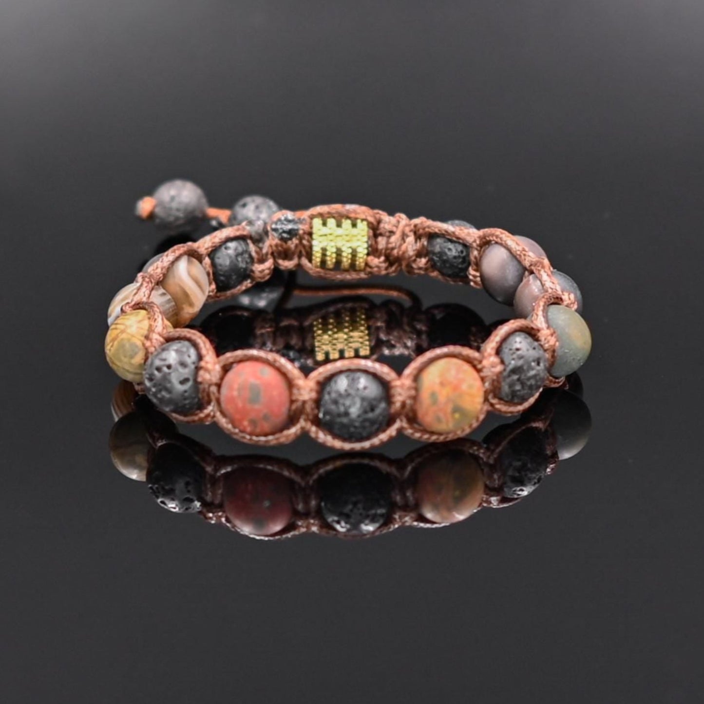 Men's Picasso Jasper Bracelet Gemstone Bracelet Lava Stone Bracelet Beaded Bracelet Matte Agate Bracelet Macrame Bracelet Gift For Men - Shamballa Bracelet - Mantra Bracelet - Yoga Bracelet - Birthstone Bracelet - Gemstone Bracelet Men - Chakra Bracelet - Macrame Bracelet - Healing Bracelet - Gift for Father - Valinde