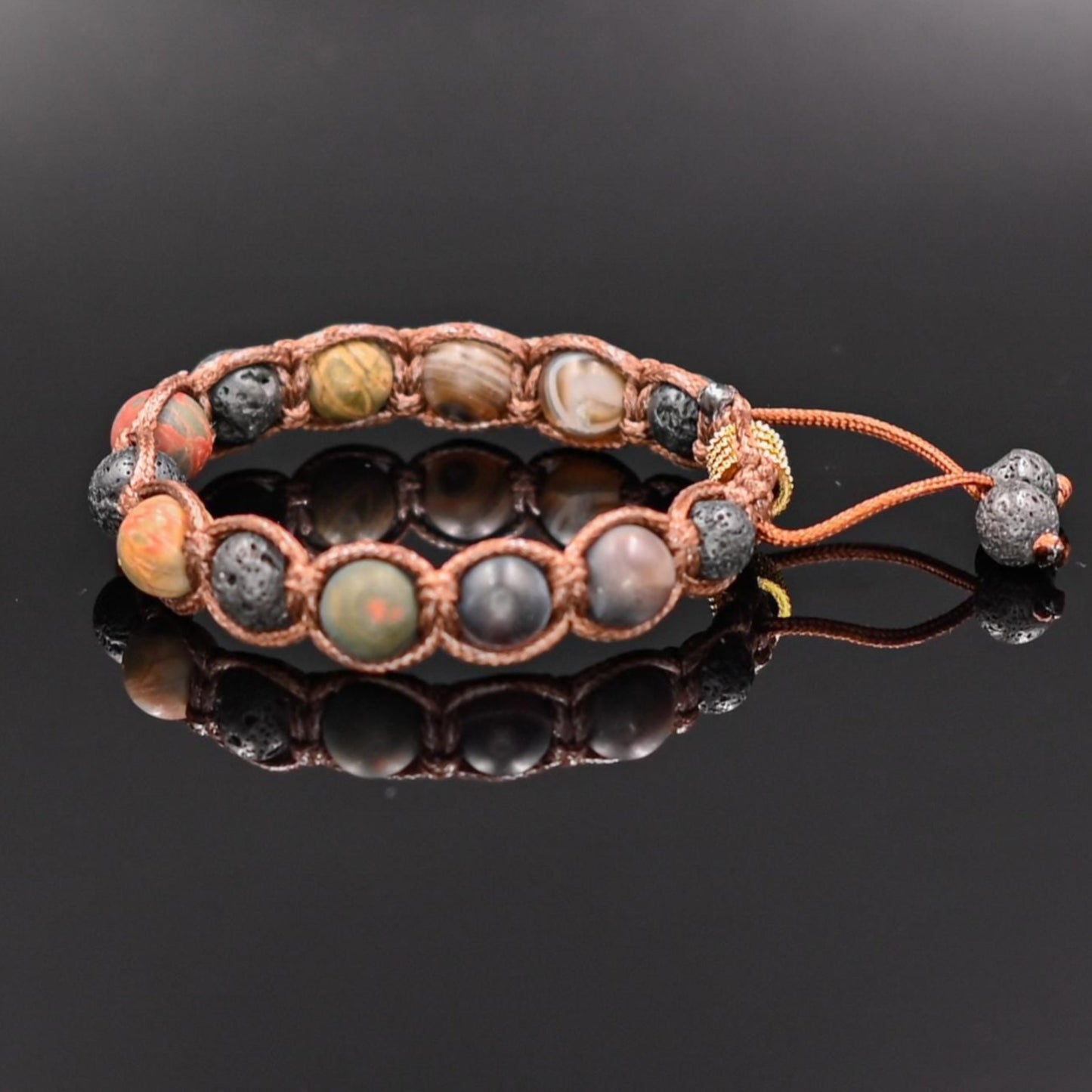 Men's Picasso Jasper Bracelet Gemstone Bracelet Lava Stone Bracelet Beaded Bracelet Matte Agate Bracelet Macrame Bracelet Gift For Men - Shamballa Bracelet - Mantra Bracelet - Yoga Bracelet - Birthstone Bracelet - Gemstone Bracelet Men - Chakra Bracelet - Macrame Bracelet - Healing Bracelet - Gift for Father - Valinde