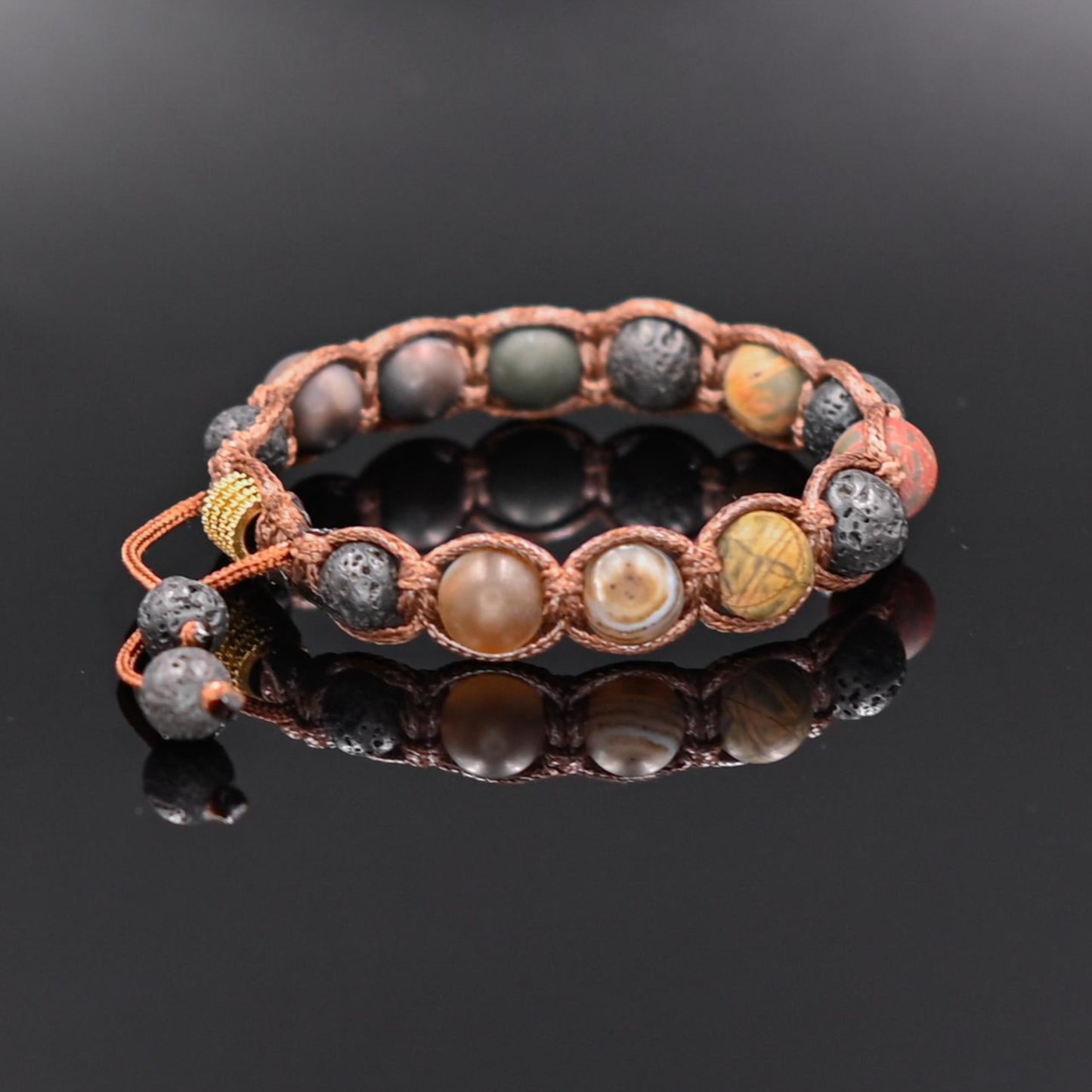 Men's Picasso Jasper Bracelet Gemstone Bracelet Lava Stone Bracelet Beaded Bracelet Matte Agate Bracelet Macrame Bracelet Gift For Men - Shamballa Bracelet - Mantra Bracelet - Yoga Bracelet - Birthstone Bracelet - Gemstone Bracelet Men - Chakra Bracelet - Macrame Bracelet - Healing Bracelet - Gift for Father - Valinde