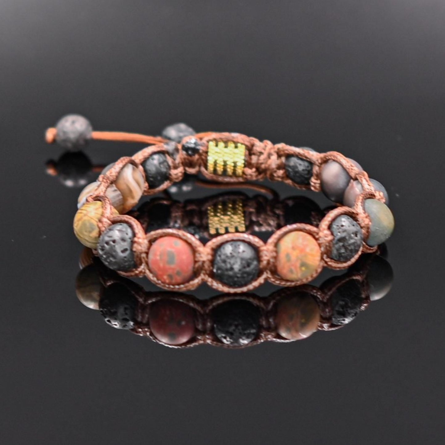 Men's Picasso Jasper Bracelet Gemstone Bracelet Lava Stone Bracelet Beaded Bracelet Matte Agate Bracelet Macrame Bracelet Gift For Men - Shamballa Bracelet - Mantra Bracelet - Yoga Bracelet - Birthstone Bracelet - Gemstone Bracelet Men - Chakra Bracelet - Macrame Bracelet - Healing Bracelet - Gift for Father - Valinde
