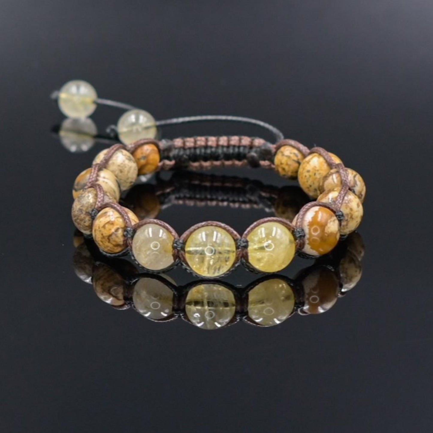 Gold Rutilated Quartz Bracelet / Men's Jasper Bracelet / Macrame Bracelet / Gift for Men / Adjustable Bracelet / Crystal Bracelet for Men - Shamballa Bracelet - Mantra Bracelet - Yoga Bracelet - Birthstone Bracelet - Gemstone Bracelet Men - Chakra Bracelet - Macrame Bracelet - Healing Bracelet - Gift for Father - Gift For Men - Valinde