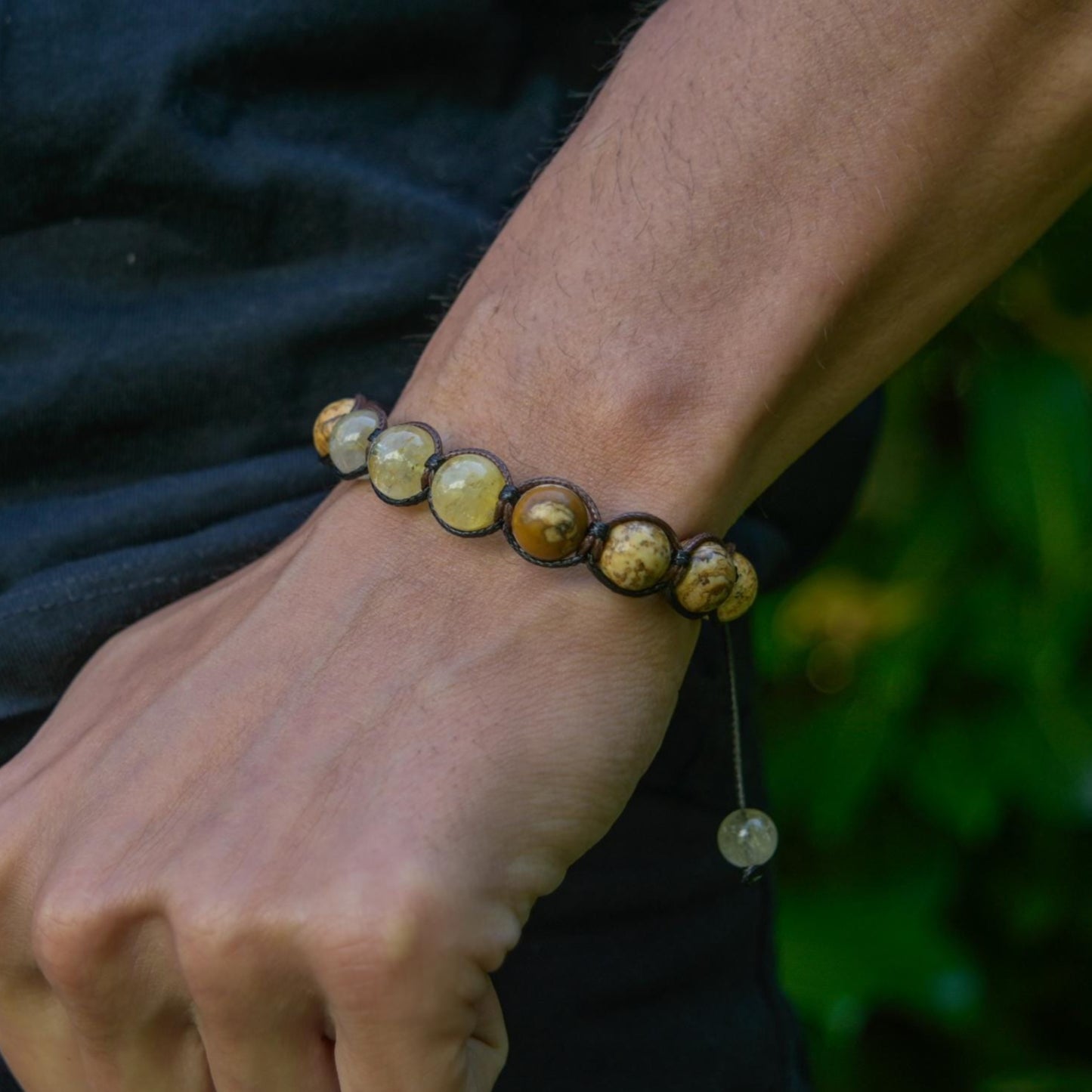 Gold Rutilated Quartz Bracelet / Men's Jasper Bracelet / Macrame Bracelet / Gift for Men / Adjustable Bracelet / Crystal Bracelet for Men - Shamballa Bracelet - Mantra Bracelet - Yoga Bracelet - Birthstone Bracelet - Gemstone Bracelet Men - Chakra Bracelet - Macrame Bracelet - Healing Bracelet - Gift for Father - Gift For Men - Valinde