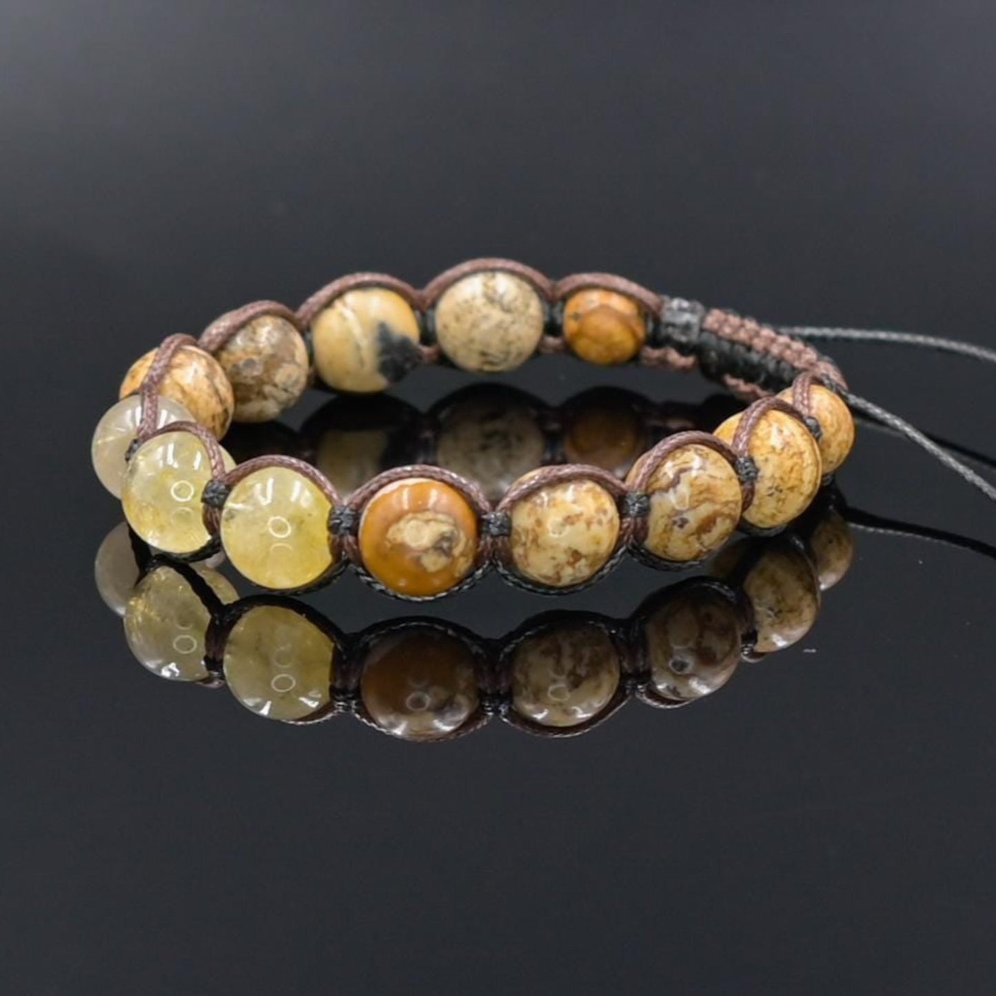 Gold Rutilated Quartz Bracelet / Men's Jasper Bracelet / Macrame Bracelet / Gift for Men / Adjustable Bracelet / Crystal Bracelet for Men - Shamballa Bracelet - Mantra Bracelet - Yoga Bracelet - Birthstone Bracelet - Gemstone Bracelet Men - Chakra Bracelet - Macrame Bracelet - Healing Bracelet - Gift for Father - Gift For Men - Valinde