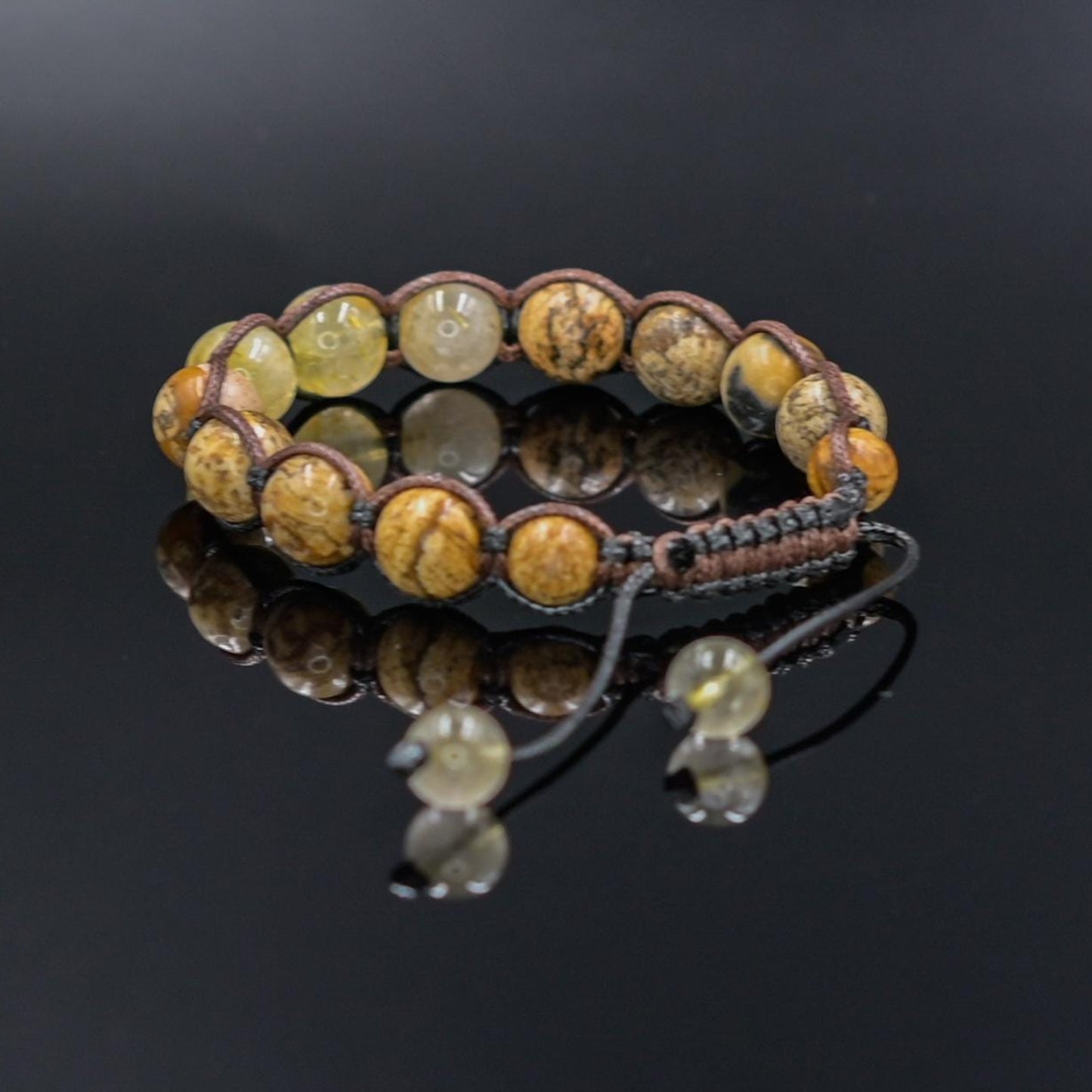 Gold Rutilated Quartz Bracelet / Men's Jasper Bracelet / Macrame Bracelet / Gift for Men / Adjustable Bracelet / Crystal Bracelet for Men - Shamballa Bracelet - Mantra Bracelet - Yoga Bracelet - Birthstone Bracelet - Gemstone Bracelet Men - Chakra Bracelet - Macrame Bracelet - Healing Bracelet - Gift for Father - Gift For Men - Valinde