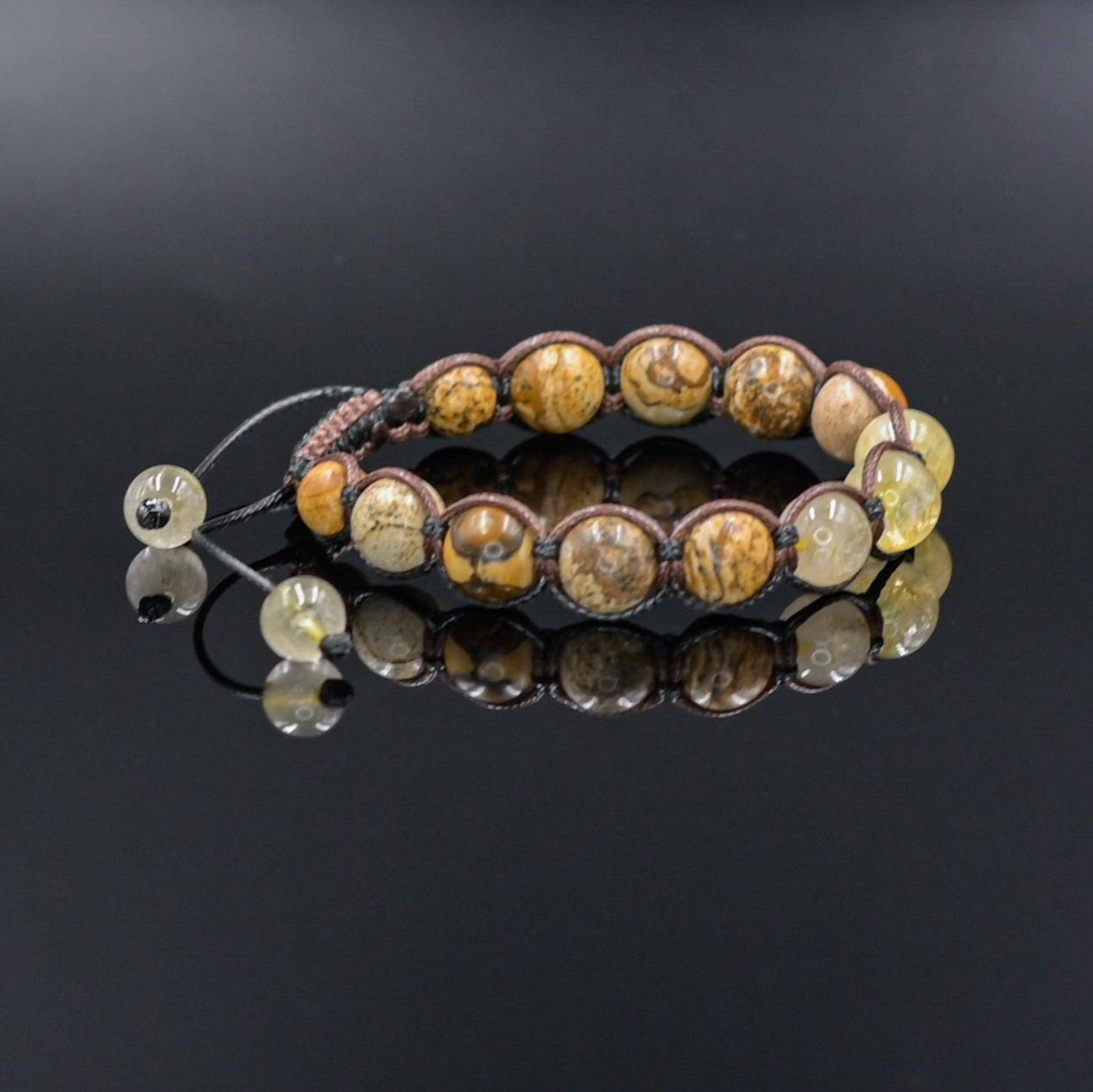 Gold Rutilated Quartz Bracelet / Men's Jasper Bracelet / Macrame Bracelet / Gift for Men / Adjustable Bracelet / Crystal Bracelet for Men - Shamballa Bracelet - Mantra Bracelet - Yoga Bracelet - Birthstone Bracelet - Gemstone Bracelet Men - Chakra Bracelet - Macrame Bracelet - Healing Bracelet - Gift for Father - Gift For Men - Valinde
