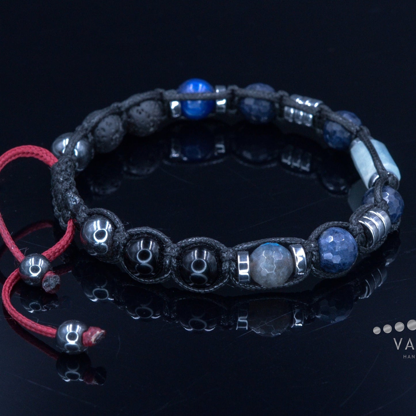Genuine Sapphire Bracelet - Men's Aquamarine Crystal Bracelet - Gift for Men - Christmas Gift - Adjustable Macrame Bracelet - Kyanite Beaded Bracelet - Healing Bracelet - Birthstone Bracelet - Gemstone Bracelet Men