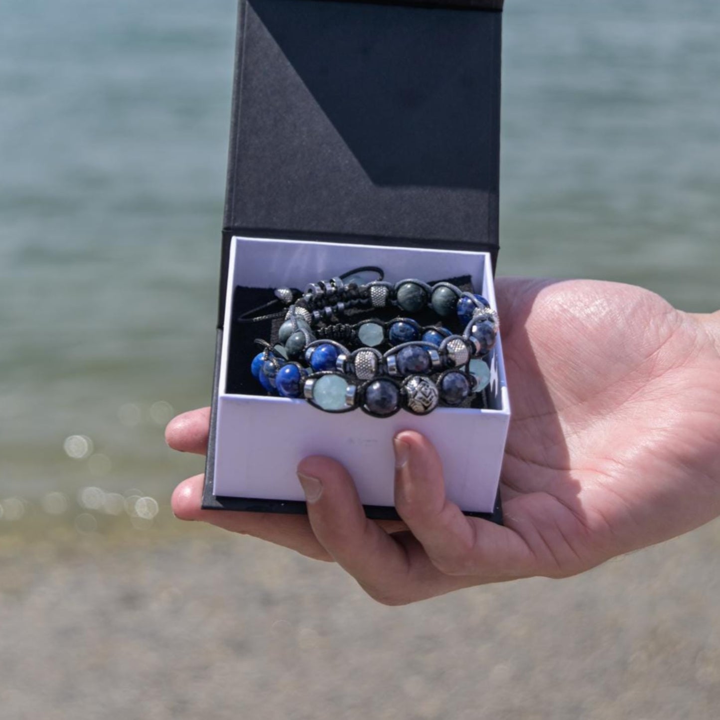 Men's Sapphire Kyanite Hawk's Eye Gemstone Bracelet, Steel Beads Braided Bracelet, Luxury Bracelet, Gift for Him,Adjustable Bracelet for Men - Shamballa Bracelet - Mantra Bracelet - Birthstone Bracelet - Gemstone Bracelet Men - Chakra Bracelet - Macrame Bracelet - Healing Bracelet - Valinde
