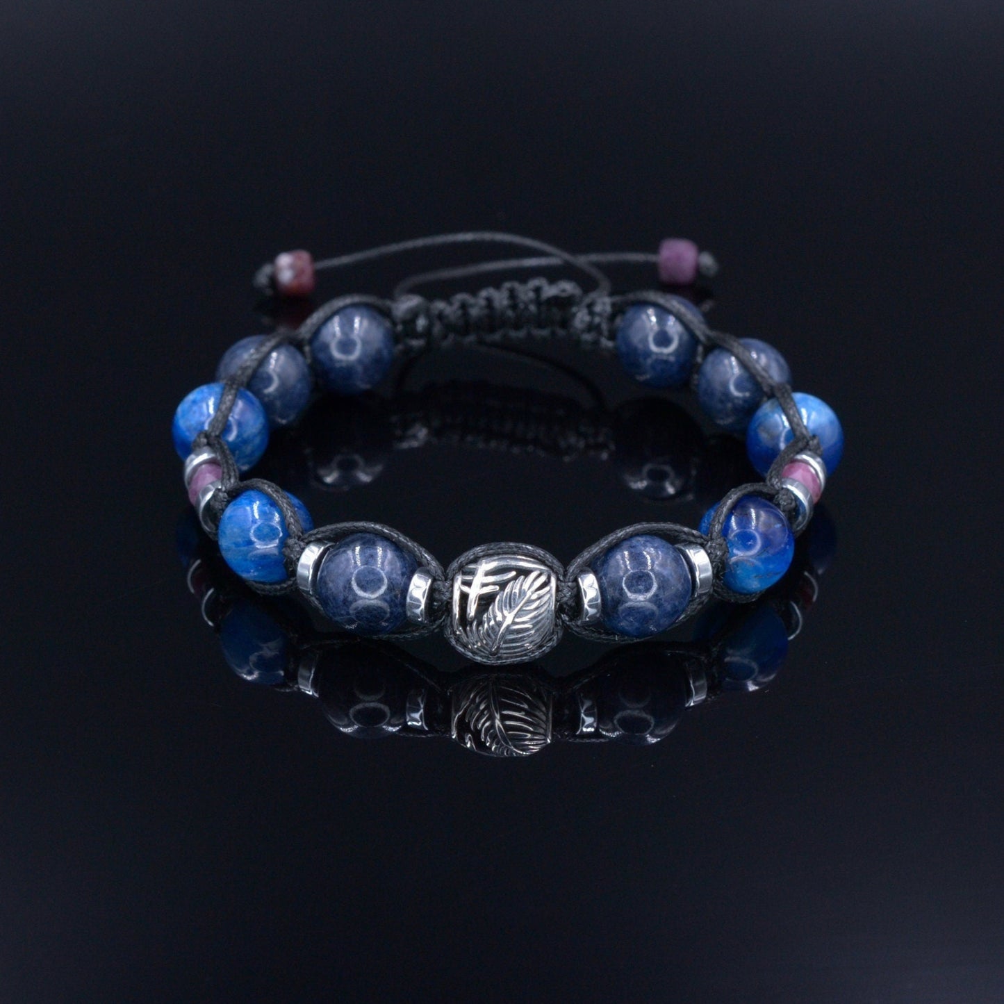 Men's Sapphire & 925 Silver Bead Bracelet - Kyanite Crystal Bracelet - Gift for Men - Adjustable Gemstone Bracelet - Father's Day Gift - Shamballa Bracelet - Birthstone Bracelet - Gemstone Bracelet Men - Chakra Bracelet