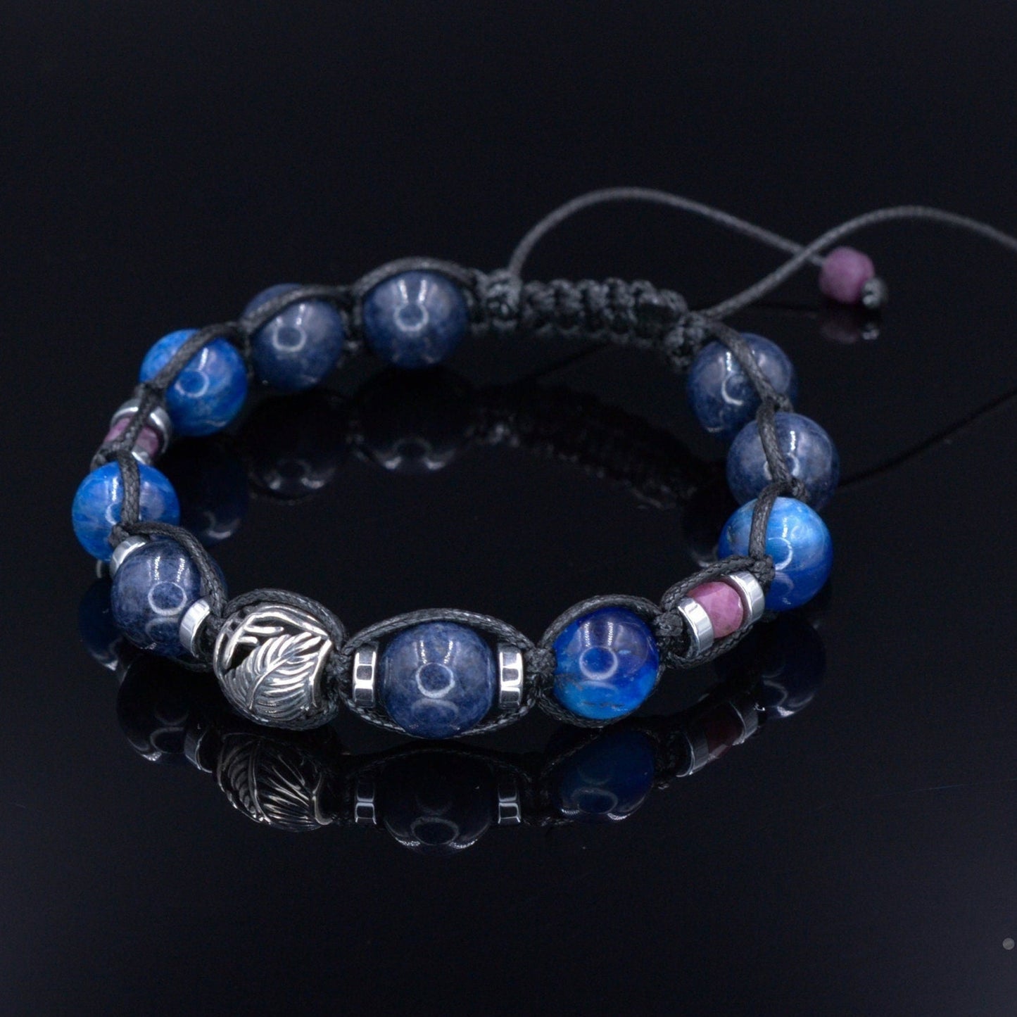 Men's Sapphire & 925 Silver Bead Bracelet - Kyanite Crystal Bracelet - Gift for Men - Adjustable Gemstone Bracelet - Father's Day Gift - Shamballa Bracelet - Birthstone Bracelet - Gemstone Bracelet Men - Chakra Bracelet
