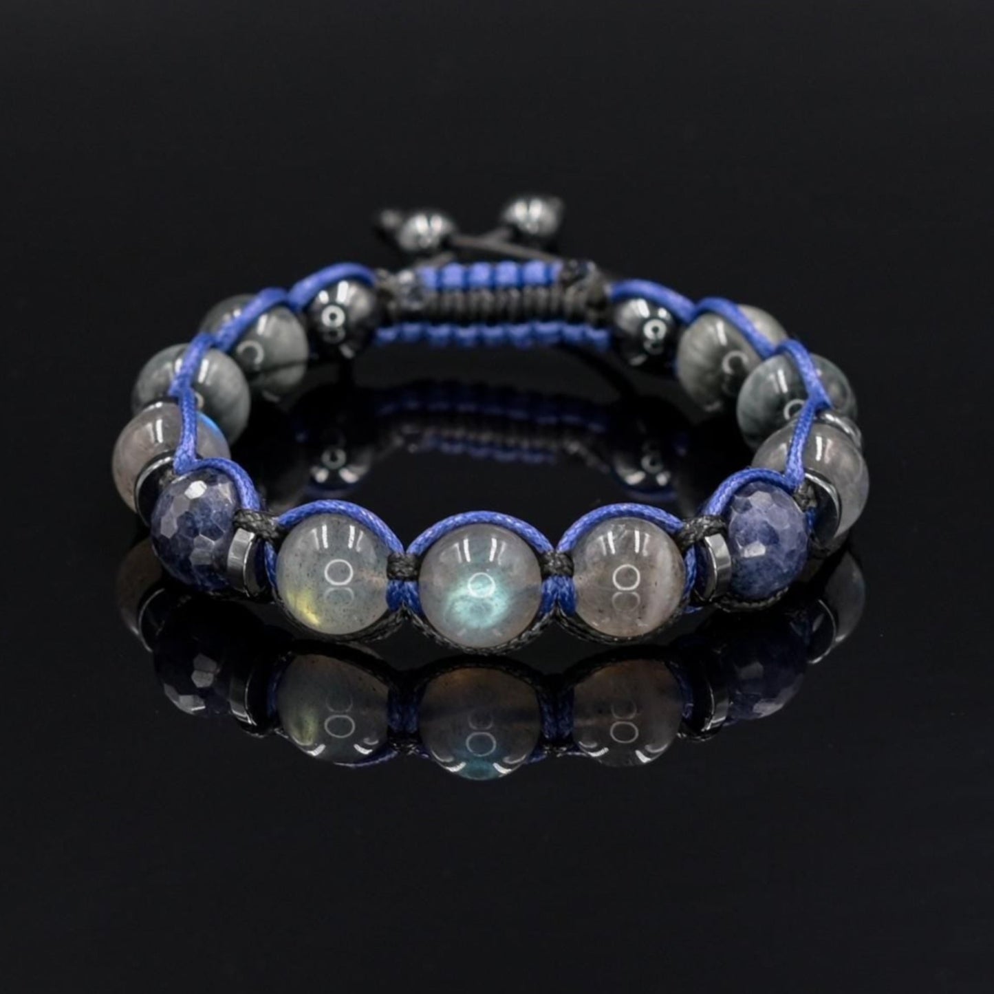 Men's Sapphire Labradorite Hawk's Eye Gemstone Bracelet, Braided Adjustable Bracelet, Crystal Bracelet, Gift for Men,Men's Christmas Gift - Shamballa Bracelet - Mantra Bracelet - Birthstone Bracelet - Gemstone Bracelet Men - Chakra Bracelet - Macrame Bracelet - Healing Bracelet - Valinde