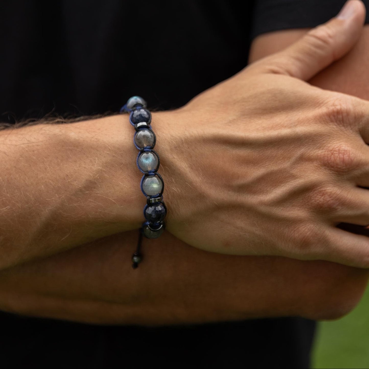 Men's Sapphire Labradorite Hawk's Eye Gemstone Bracelet, Braided Adjustable Bracelet, Crystal Bracelet, Gift for Men,Men's Christmas Gift - Shamballa Bracelet - Mantra Bracelet - Birthstone Bracelet - Gemstone Bracelet Men - Chakra Bracelet - Macrame Bracelet - Healing Bracelet - Valinde