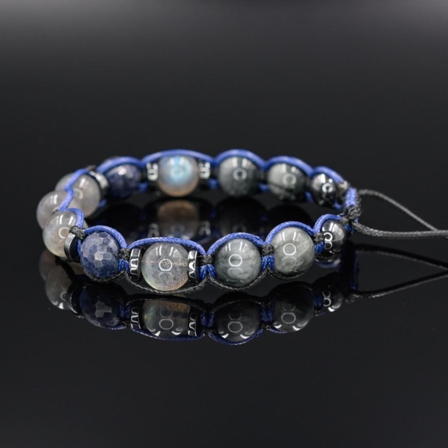 Men's Sapphire Labradorite Hawk's Eye Gemstone Bracelet, Braided Adjustable Bracelet, Crystal Bracelet, Gift for Men,Men's Christmas Gift - Shamballa Bracelet - Mantra Bracelet - Birthstone Bracelet - Gemstone Bracelet Men - Chakra Bracelet - Macrame Bracelet - Healing Bracelet - Valinde