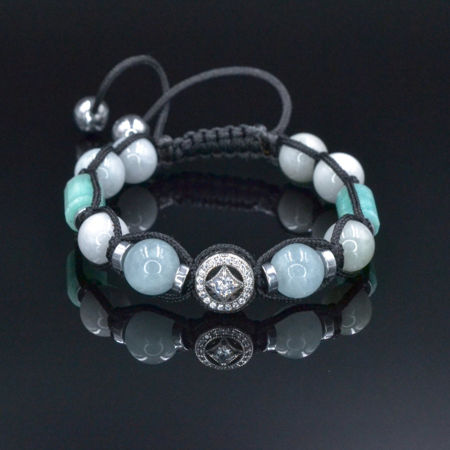 Men's Jade Bracelet, Aquamarine Amazonite Crystal Adjustable Bracelet, Gift for Men, 925 Silver Bead Bracelet, Men Stone Bracelet - Shamballa Bracelet - Birthstone Bracelet - Gemstone Bracelet Men - Chakra Bracelet - Macrame Bracelet - Healing Bracelet - Valinde - Shamballa Bracelet - Birthstone Bracelet - Gemstone Bracelet Men - Chakra Bracelet - Macrame Bracelet - Healing Bracelet - Valinde