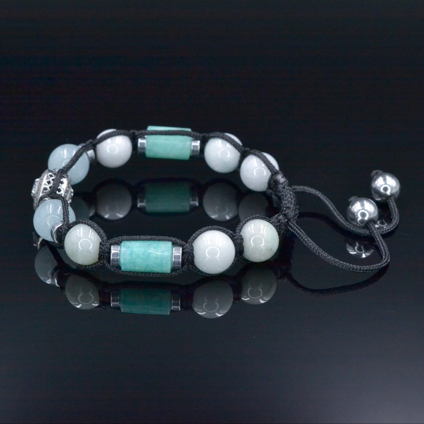 Men's Jade Bracelet, Aquamarine Amazonite Crystal Adjustable Bracelet, Gift for Men, 925 Silver Bead Bracelet, Men Stone Bracelet - Shamballa Bracelet - Birthstone Bracelet - Gemstone Bracelet Men - Chakra Bracelet - Macrame Bracelet - Healing Bracelet - Valinde - Shamballa Bracelet - Birthstone Bracelet - Gemstone Bracelet Men - Chakra Bracelet - Macrame Bracelet - Healing Bracelet - Valinde