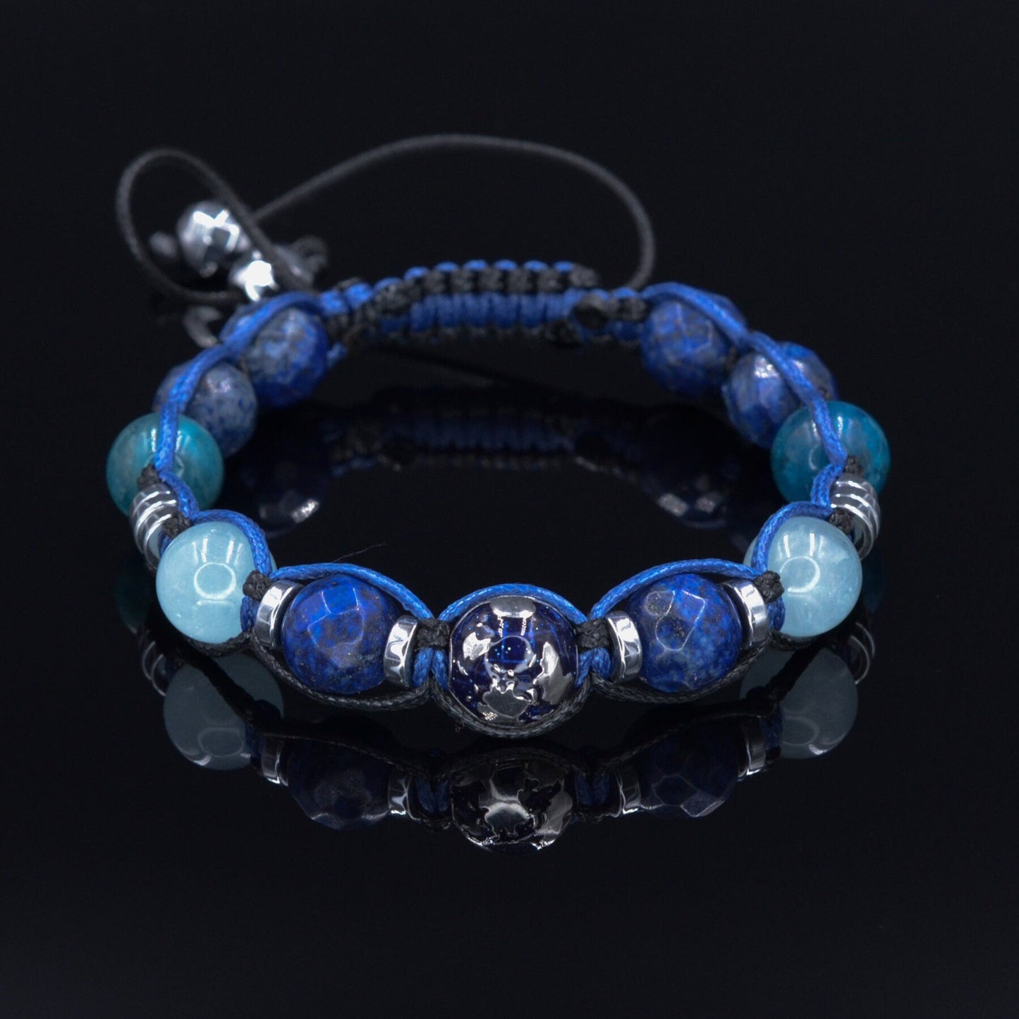 Men's Lapis Lazuli & 925 Silver Bead Bracelet - Gift for Men - Aquamarine Crystal Bracelet - Adjustable Macrame Bracelet - Father's Day Gift - Shamballa Bracelet - Birthstone Bracelet - Gemstone Bracelet Men - Chakra Bracelet - Macrame Bracelet - Healing Bracelet - Valinde - Shamballa Bracelet - Birthstone Bracelet - Gemstone Bracelet Men - Chakra Bracelet - Macrame Bracelet - Healing Bracelet - Valinde