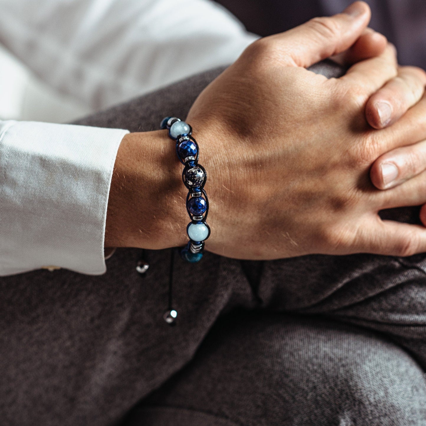 Men's Lapis Lazuli & 925 Silver Bead Bracelet - Gift for Men - Aquamarine Crystal Bracelet - Adjustable Macrame Bracelet - Father's Day Gift - Shamballa Bracelet - Birthstone Bracelet - Gemstone Bracelet Men - Chakra Bracelet - Macrame Bracelet - Healing Bracelet - Valinde - Shamballa Bracelet - Birthstone Bracelet - Gemstone Bracelet Men - Chakra Bracelet - Macrame Bracelet - Healing Bracelet - Valinde