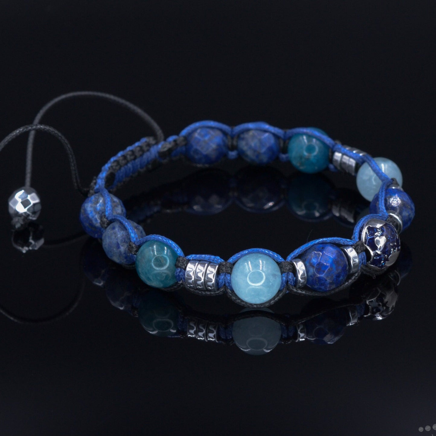 Men's Lapis Lazuli & 925 Silver Bead Bracelet - Gift for Men - Aquamarine Crystal Bracelet - Adjustable Macrame Bracelet - Father's Day Gift - Shamballa Bracelet - Birthstone Bracelet - Gemstone Bracelet Men - Chakra Bracelet - Macrame Bracelet - Healing Bracelet - Valinde - Shamballa Bracelet - Birthstone Bracelet - Gemstone Bracelet Men - Chakra Bracelet - Macrame Bracelet - Healing Bracelet - Valinde