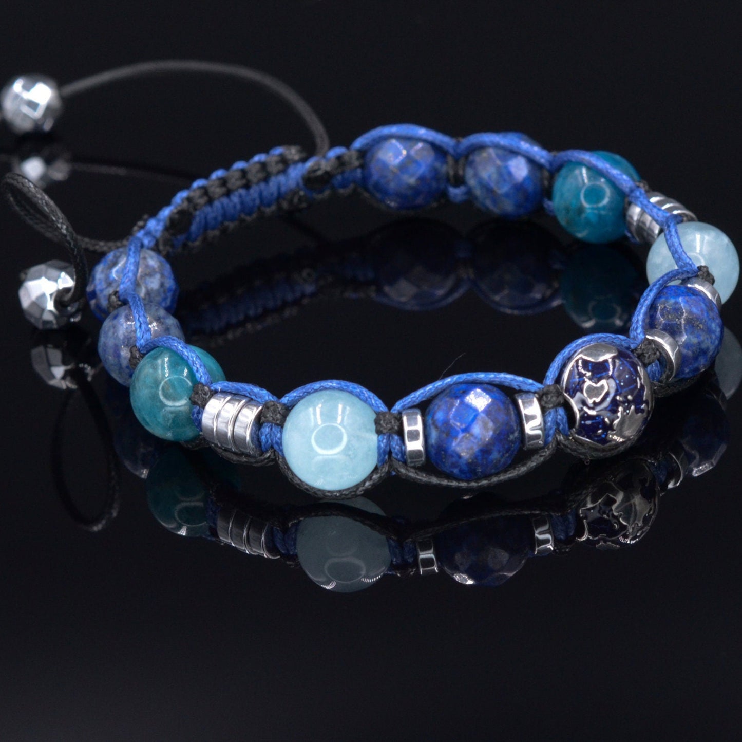 Men's Lapis Lazuli & 925 Silver Bead Bracelet - Gift for Men - Aquamarine Crystal Bracelet - Adjustable Macrame Bracelet - Father's Day Gift - Shamballa Bracelet - Birthstone Bracelet - Gemstone Bracelet Men - Chakra Bracelet - Macrame Bracelet - Healing Bracelet - Valinde - Shamballa Bracelet - Birthstone Bracelet - Gemstone Bracelet Men - Chakra Bracelet - Macrame Bracelet - Healing Bracelet - Valinde