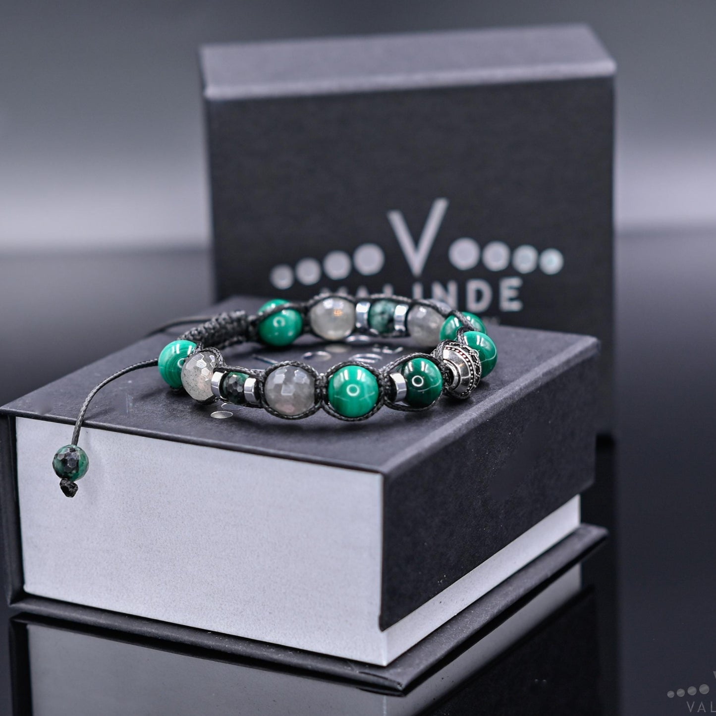 Men's Malachite Emerald Labradorite Gemstone Bracelet, 925 Silver Bead Adjustable Bracelet, Gift for Him, Braided Birthstone Bracelet - Shamballa Bracelet - Mantra Bracelet - Yoga Bracelet - Birthstone Bracelet - Gemstone Bracelet Men - Chakra Bracelet - Macrame Bracelet - Healing Bracelet - Gift for Father - Gift For Men - Valinde