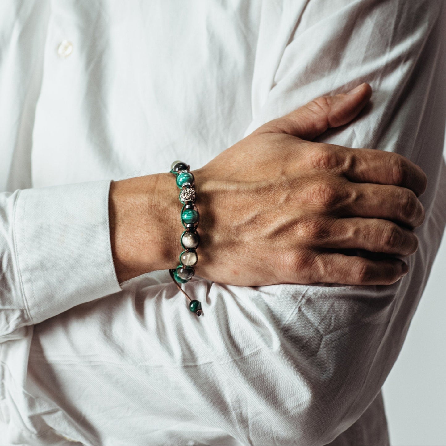 Men's Malachite & Hawk's Eye Bracelet - 925 Sterlng Silver bead Bracelet - Adjustable Bracelet for Men - Gift for Men - Crystal Bracelet - Shamballa Bracelet - Birthstone Bracelet - Gemstone Bracelet Men - Chakra Bracelet - Macrame Bracelet - Healing Bracelet - Valinde
