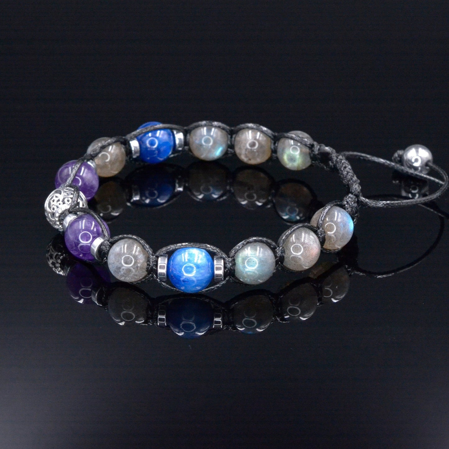 Men's Labradorite Bracelet - Kyanite Amethyst Crystal Bracelet - Gift for Men - 925 Silver Bead Bracelet -Flashy Beaded Adjustable Bracelet - Shamballa Bracelet - Birthstone Bracelet - Gemstone Bracelet Men - Chakra Bracelet - Macrame Bracelet - Healing Bracelet - Valinde - Shamballa Bracelet - Birthstone Bracelet - Gemstone Bracelet Men - Chakra Bracelet - Macrame Bracelet - Healing Bracelet - Valinde