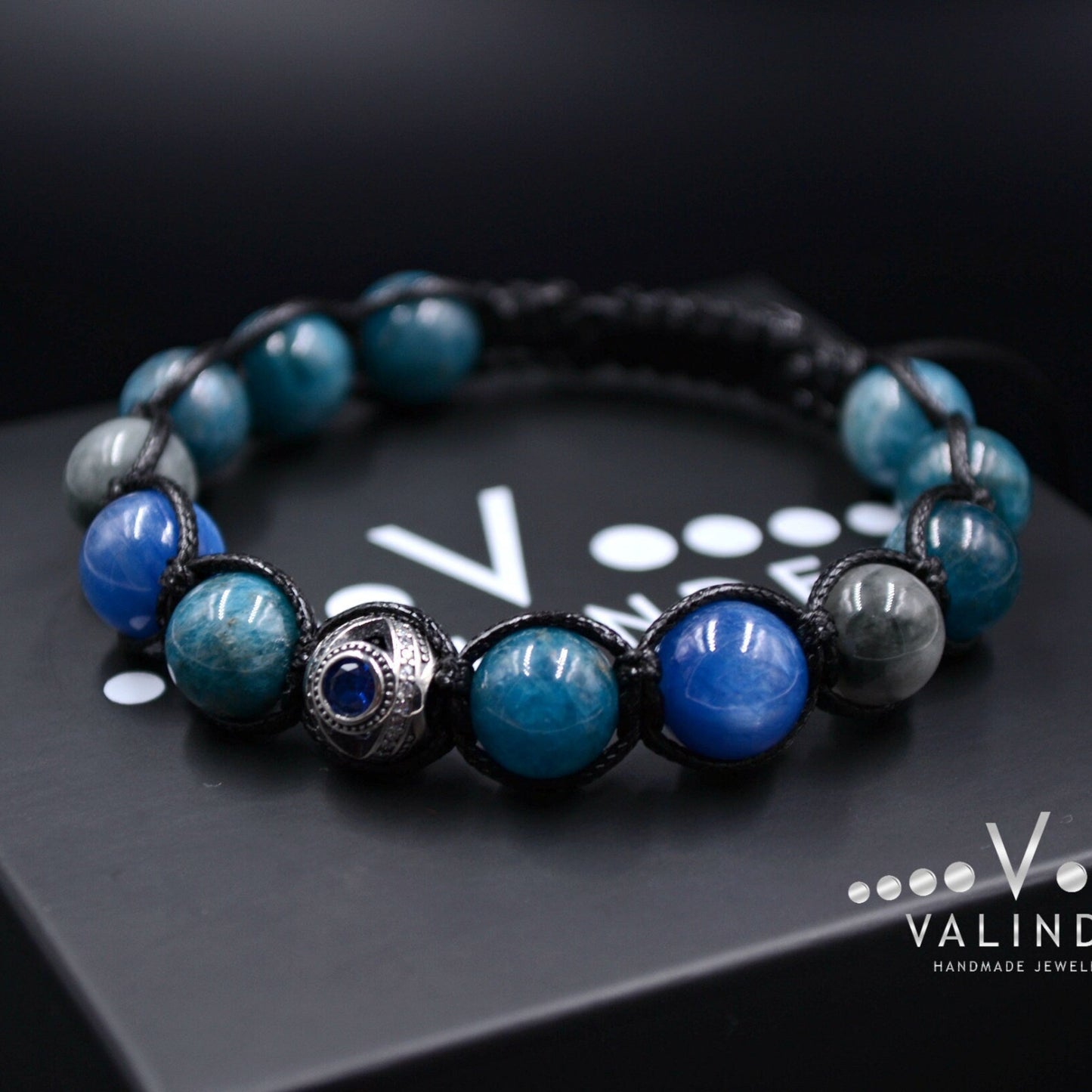 Men's Apatite Bracelet / 925 Sterling Silver Bracelet / Kyanite Bracelet / Gift for Man / Crystal Bead Bracelet / Hawk's Eye Bracelet - Shamballa Bracelet - Mantra Bracelet - Birthstone Bracelet - Gemstone Bracelet Men - Chakra Bracelet - Macrame Bracelet - Healing Bracelet - Valinde