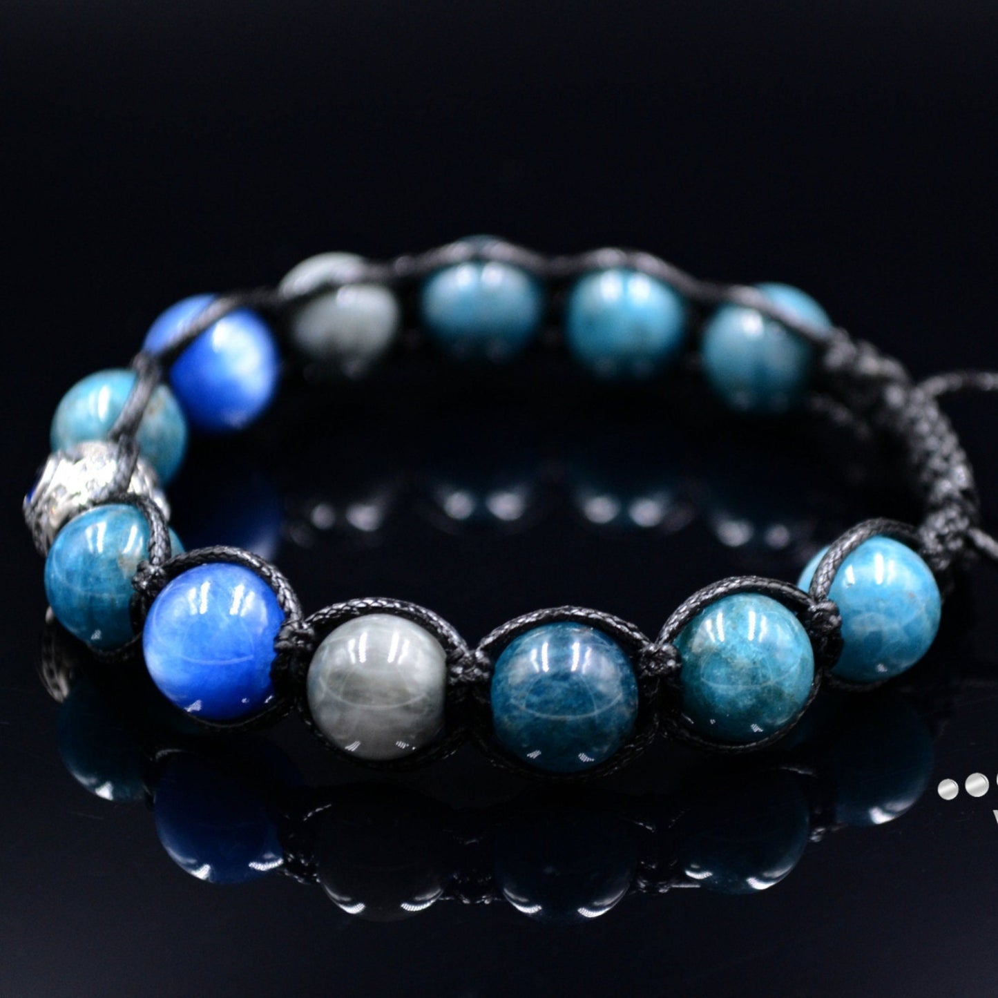 Men's Apatite Bracelet / 925 Sterling Silver Bracelet / Kyanite Bracelet / Gift for Man / Crystal Bead Bracelet / Hawk's Eye Bracelet - Shamballa Bracelet - Mantra Bracelet - Birthstone Bracelet - Gemstone Bracelet Men - Chakra Bracelet - Macrame Bracelet - Healing Bracelet - Valinde