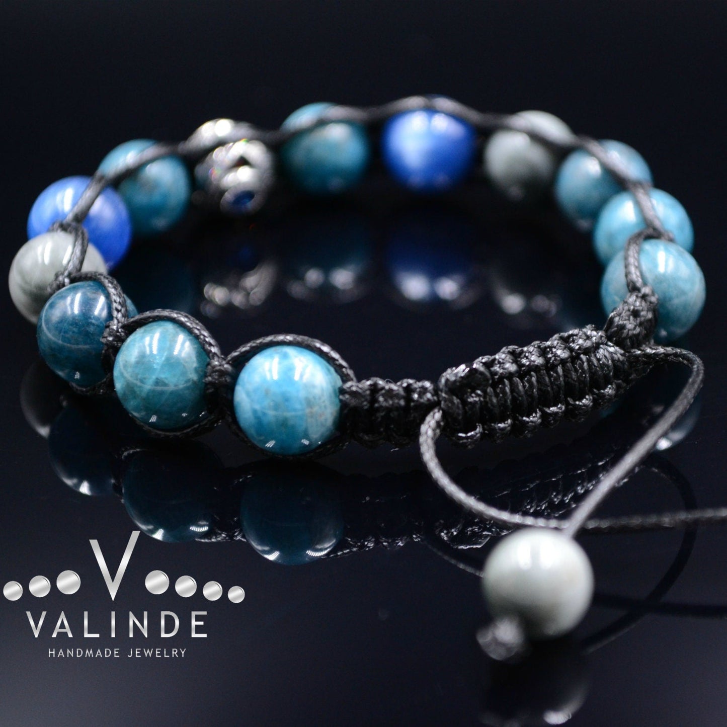 Men's Apatite Bracelet / 925 Sterling Silver Bracelet / Kyanite Bracelet / Gift for Man / Crystal Bead Bracelet / Hawk's Eye Bracelet - Shamballa Bracelet - Mantra Bracelet - Birthstone Bracelet - Gemstone Bracelet Men - Chakra Bracelet - Macrame Bracelet - Healing Bracelet - Valinde