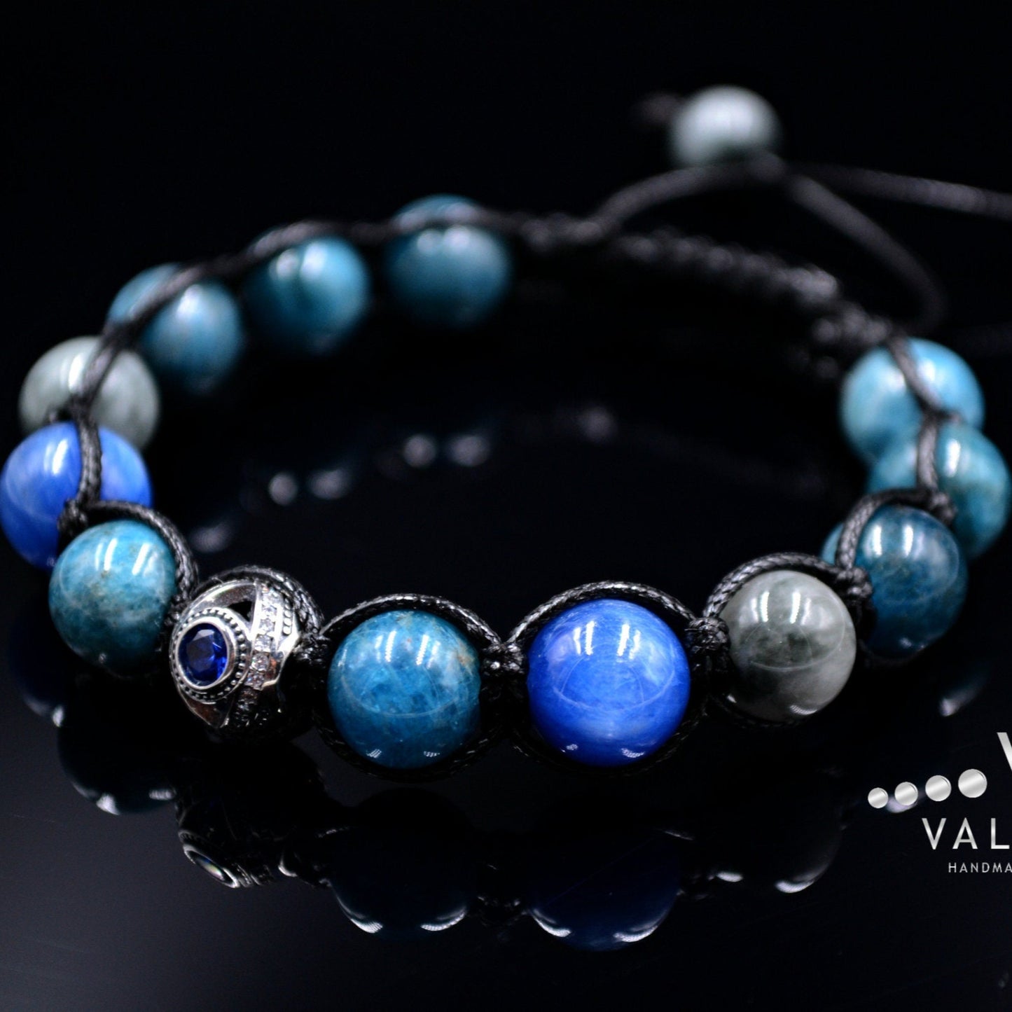 Men's Apatite Bracelet / 925 Sterling Silver Bracelet / Kyanite Bracelet / Gift for Man / Crystal Bead Bracelet / Hawk's Eye Bracelet - Shamballa Bracelet - Mantra Bracelet - Birthstone Bracelet - Gemstone Bracelet Men - Chakra Bracelet - Macrame Bracelet - Healing Bracelet - Valinde