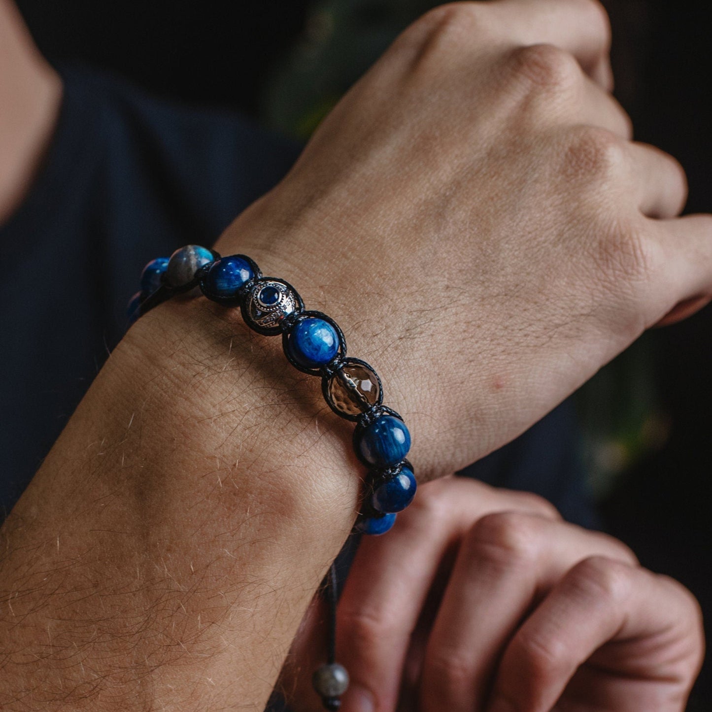 Men's Kyanite Gemstone Bracelet 925 Silver Bead Bracelet Blue Kyanite Bracelet Gift for Men Luxury Bracelet Adjustable Braided Bracelet - Shamballa Bracelet - Mantra Bracelet - Birthstone Bracelet - Gemstone Bracelet Men - Chakra Bracelet - Macrame Bracelet - Healing Bracelet - Valinde