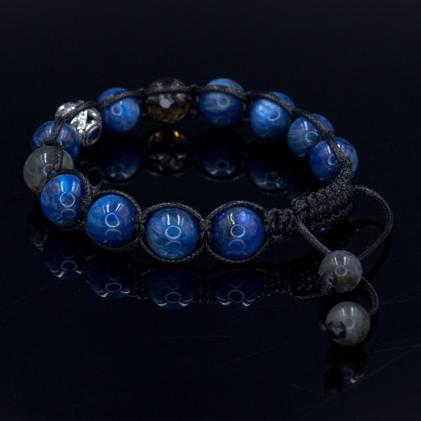Men's Kyanite Gemstone Bracelet 925 Silver Bead Bracelet Blue Kyanite Bracelet Gift for Men Luxury Bracelet Adjustable Braided Bracelet - Shamballa Bracelet - Mantra Bracelet - Birthstone Bracelet - Gemstone Bracelet Men - Chakra Bracelet - Macrame Bracelet - Healing Bracelet - Valinde