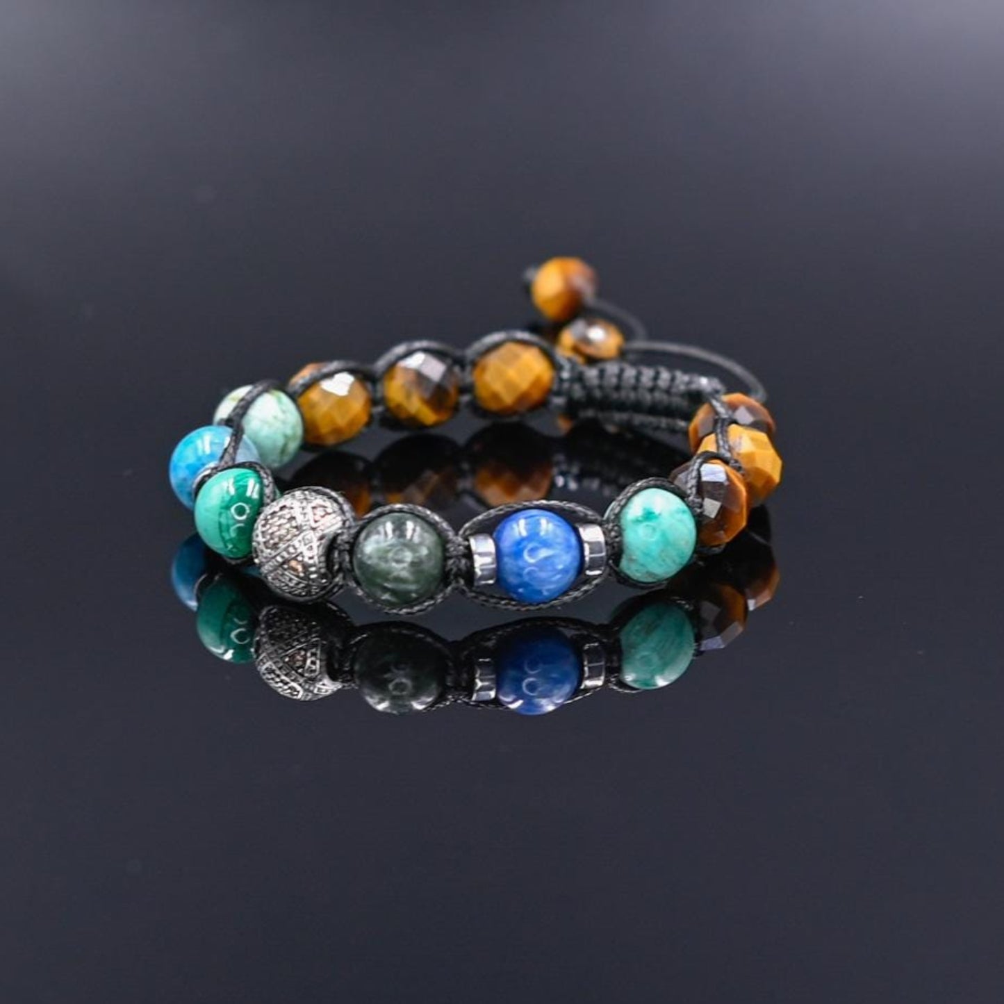 925 Silver Malachite Kyanite Tiger's Eye Gemstone Bracelet, Men's Amazonite Braided Bracelet, Gift for Men, Adjustable Bracelet,Gift for Him - Shamballa Bracelet - Birthstone Bracelet - Gemstone Bracelet Men - Chakra Bracelet - Macrame Bracelet - Healing Bracelet - Valinde - Shamballa Bracelet - Birthstone Bracelet - Gemstone Bracelet Men - Chakra Bracelet - Macrame Bracelet - Healing Bracelet - Valinde