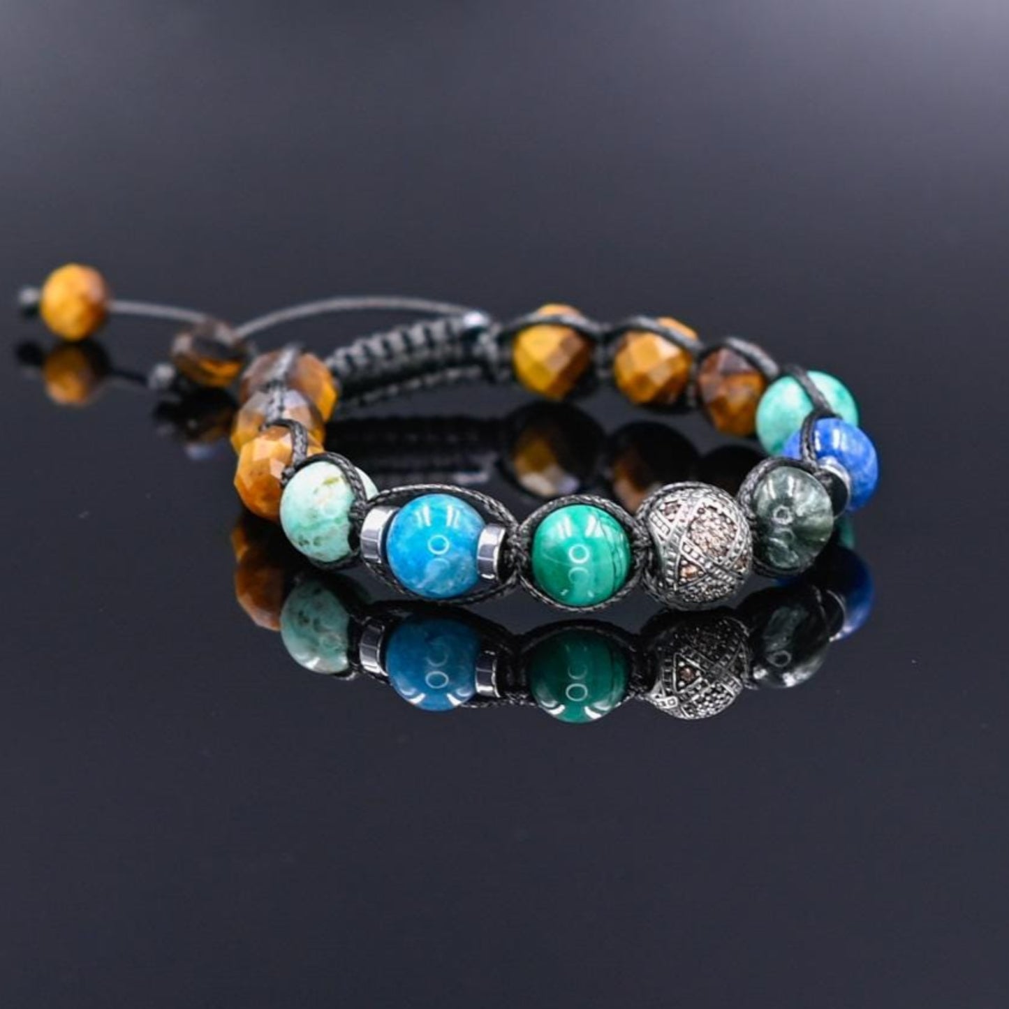 925 Silver Malachite Kyanite Tiger's Eye Gemstone Bracelet, Men's Amazonite Braided Bracelet, Gift for Men, Adjustable Bracelet,Gift for Him - Shamballa Bracelet - Birthstone Bracelet - Gemstone Bracelet Men - Chakra Bracelet - Macrame Bracelet - Healing Bracelet - Valinde - Shamballa Bracelet - Birthstone Bracelet - Gemstone Bracelet Men - Chakra Bracelet - Macrame Bracelet - Healing Bracelet - Valinde