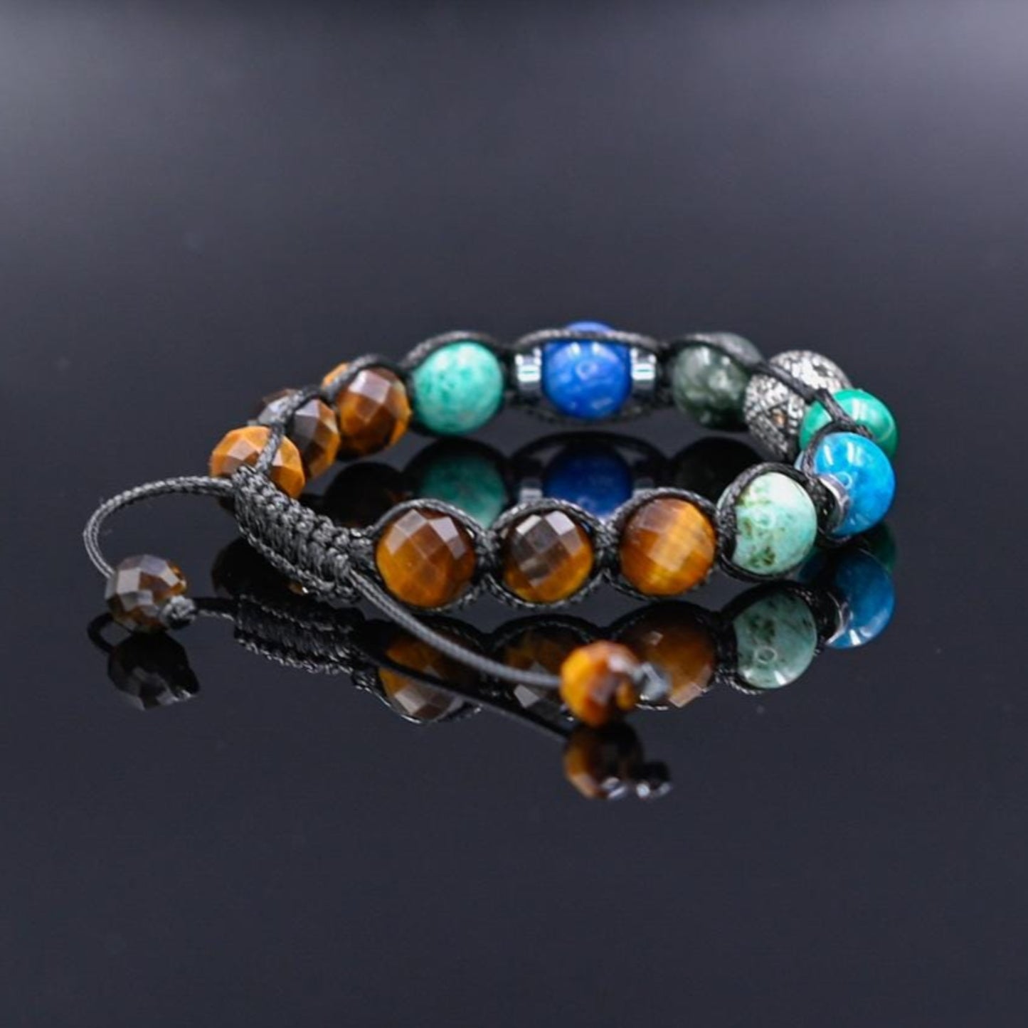 925 Silver Malachite Kyanite Tiger's Eye Gemstone Bracelet, Men's Amazonite Braided Bracelet, Gift for Men, Adjustable Bracelet,Gift for Him - Shamballa Bracelet - Birthstone Bracelet - Gemstone Bracelet Men - Chakra Bracelet - Macrame Bracelet - Healing Bracelet - Valinde - Shamballa Bracelet - Birthstone Bracelet - Gemstone Bracelet Men - Chakra Bracelet - Macrame Bracelet - Healing Bracelet - Valinde