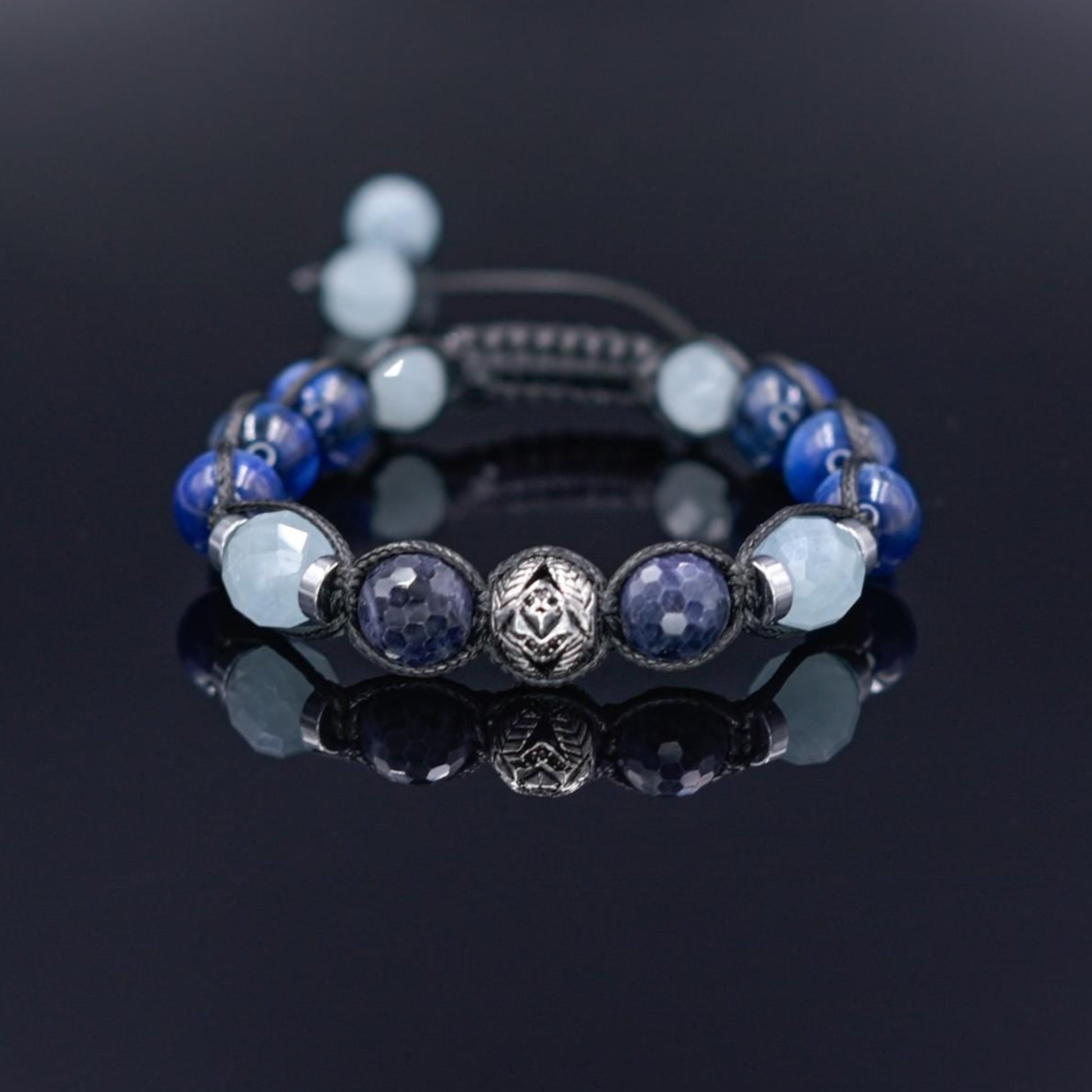 Men Beaded Bracelet - Silver Sapphire Kyanite - Handmade Jewelry - Birthstone Bracelet - Shamballa Bracelet - Mantra Bracelet  -  Yoga Bracelet -  Birthstone Bracelet - Gemstone Bracelet Men - Chakra Bracelet - Macrame Bracelet - Healing Bracelet - Gift for Father - Gift For Men - Valinde