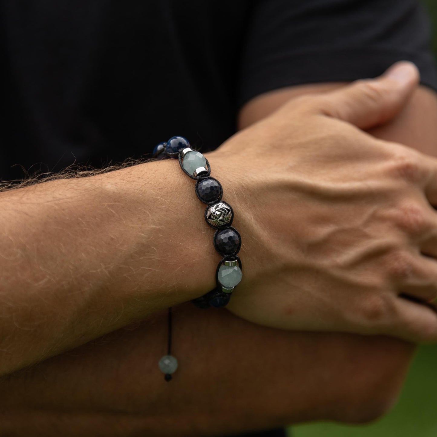 Men Beaded Bracelet - Silver Sapphire Kyanite - Handmade Jewelry - Birthstone Bracelet - Shamballa Bracelet - Mantra Bracelet - Yoga Bracelet - Birthstone Bracelet - Gemstone Bracelet Men - Chakra Bracelet - Macrame Bracelet - Healing Bracelet - Gift for Father - Gift For Men - Valinde