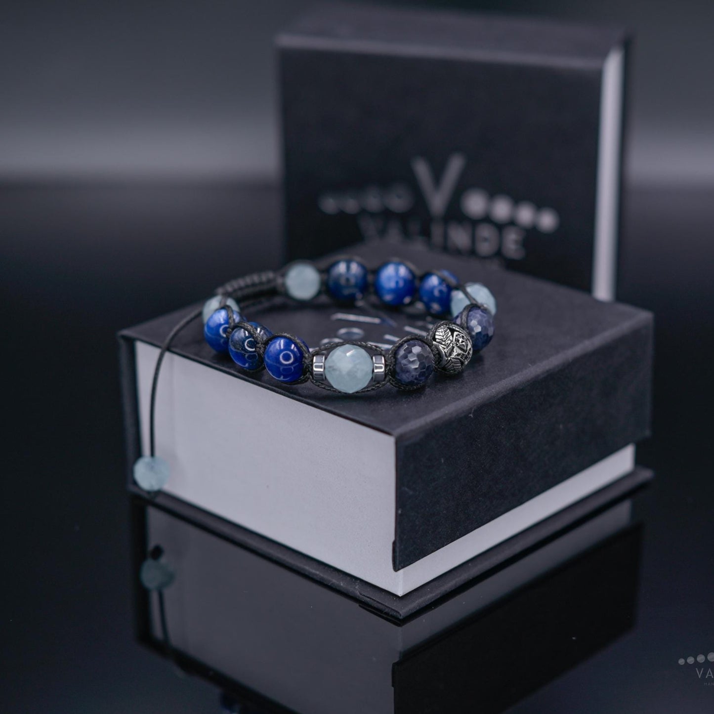 Men Beaded Bracelet - Silver Sapphire Kyanite - Handmade Jewelry - Birthstone Bracelet - Shamballa Bracelet - Mantra Bracelet - Yoga Bracelet - Birthstone Bracelet - Gemstone Bracelet Men - Chakra Bracelet - Macrame Bracelet - Healing Bracelet - Gift for Father - Gift For Men - Valinde