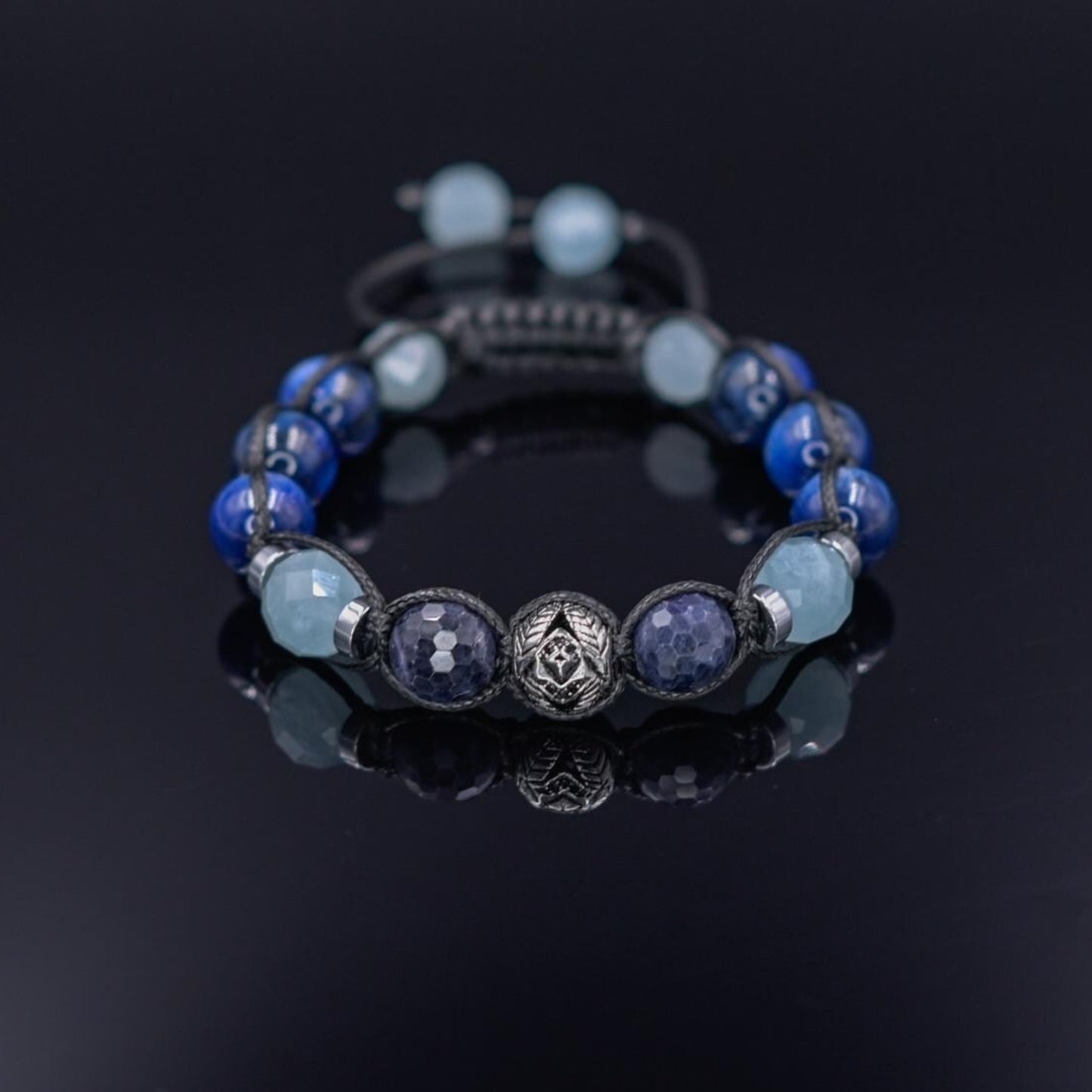 Men Beaded Bracelet - Silver Sapphire Kyanite - Handmade Jewelry - Birthstone Bracelet - Shamballa Bracelet - Mantra Bracelet - Yoga Bracelet - Birthstone Bracelet - Gemstone Bracelet Men - Chakra Bracelet - Macrame Bracelet - Healing Bracelet - Gift for Father - Gift For Men - Valinde