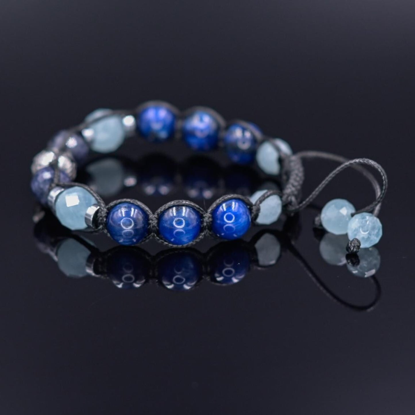 Men Beaded Bracelet - Silver Sapphire Kyanite - Handmade Jewelry - Birthstone Bracelet - Shamballa Bracelet - Mantra Bracelet - Yoga Bracelet - Birthstone Bracelet - Gemstone Bracelet Men - Chakra Bracelet - Macrame Bracelet - Healing Bracelet - Gift for Father - Gift For Men - Valinde