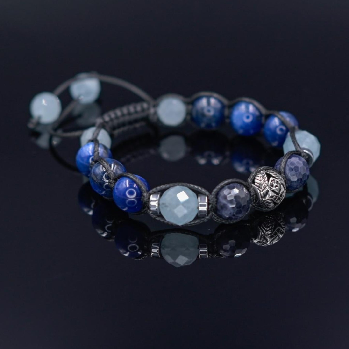 Men Beaded Bracelet - Silver Sapphire Kyanite - Handmade Jewelry - Birthstone Bracelet - Shamballa Bracelet - Mantra Bracelet - Yoga Bracelet - Birthstone Bracelet - Gemstone Bracelet Men - Chakra Bracelet - Macrame Bracelet - Healing Bracelet - Gift for Father - Gift For Men - Valinde